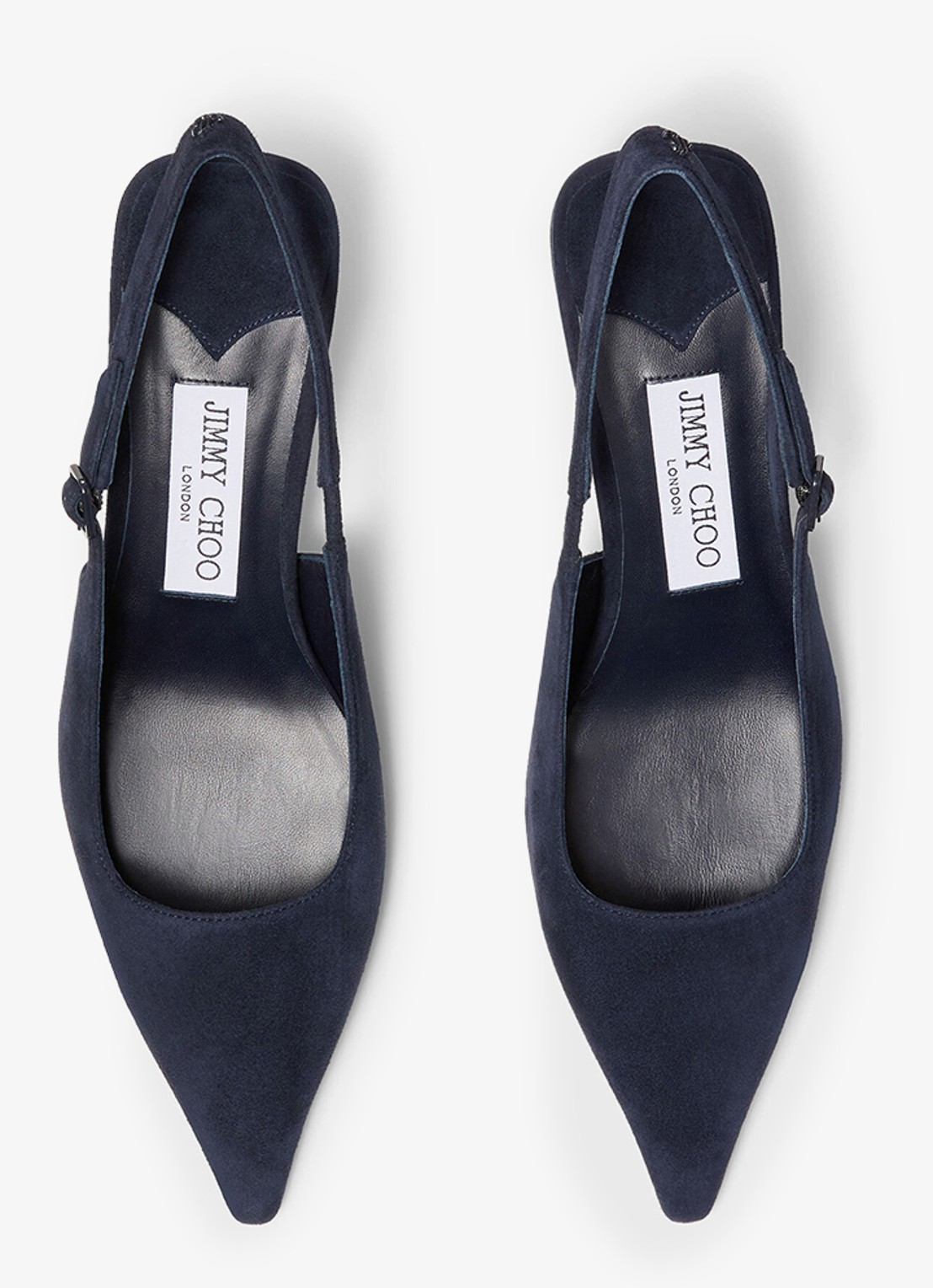 Jimmy Choo Amel 50 slingback van geitensuède - detail 2 donkerblauw