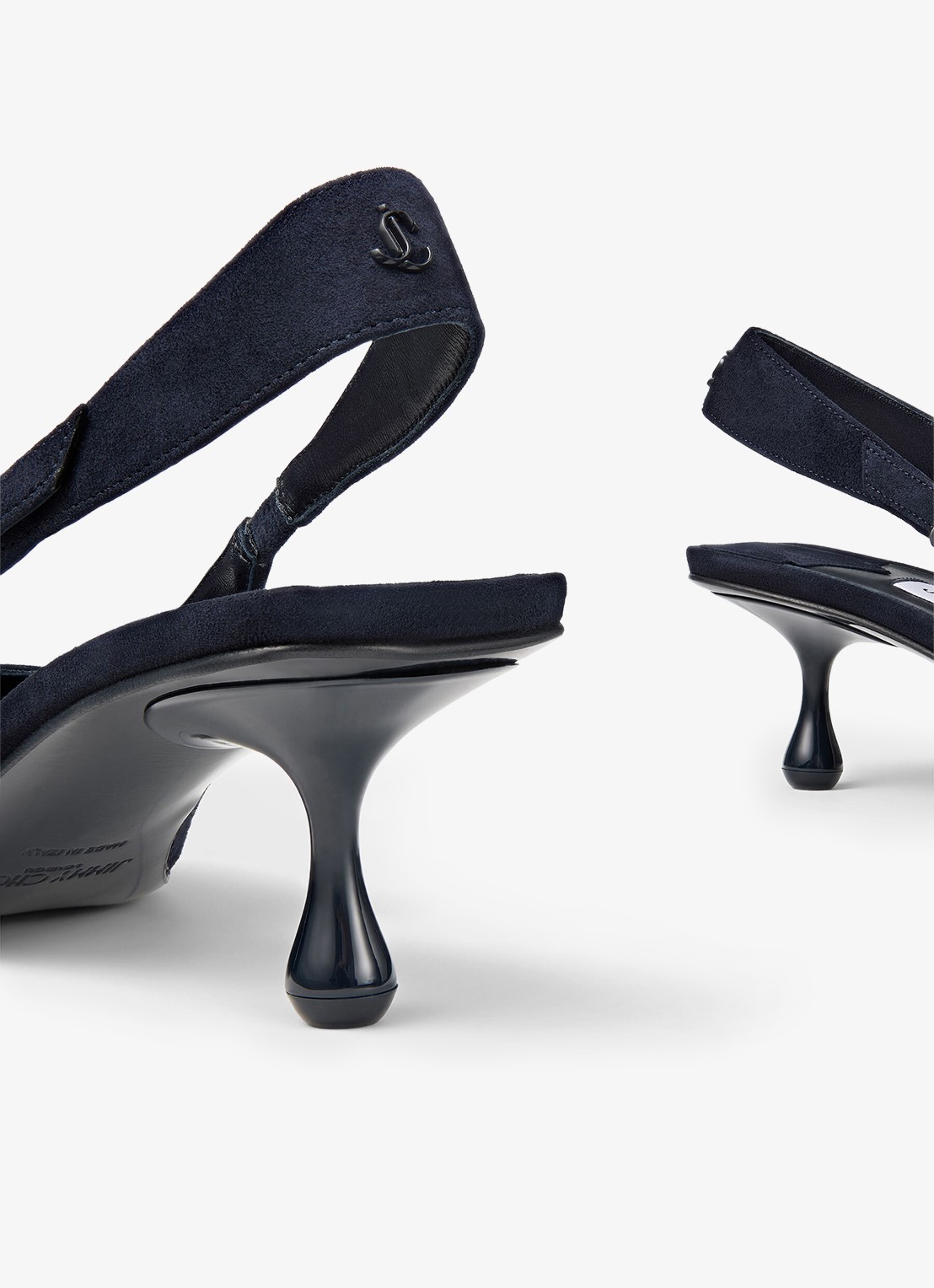 Jimmy Choo Amel 50 slingback van geitensuède - detail 3 donkerblauw