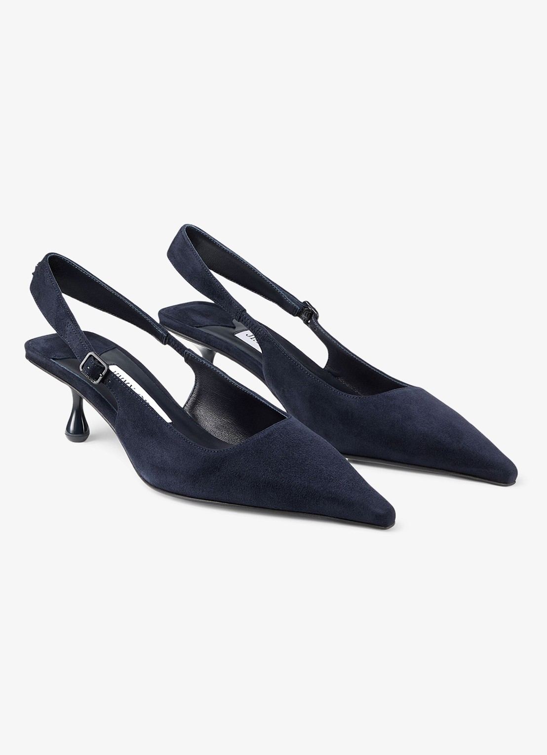 Jimmy Choo Amel 50 slingback van geitensuède - voorkant 5 donkerblauw