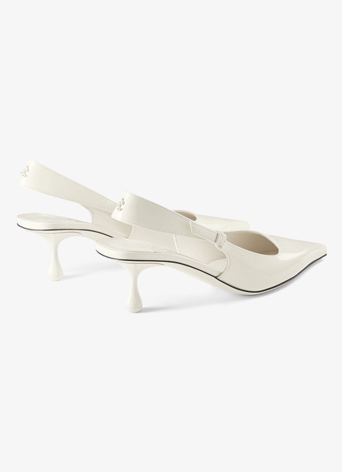 Jimmy Choo Amel 50 slingback van lakleer - achterkant gebroken wit