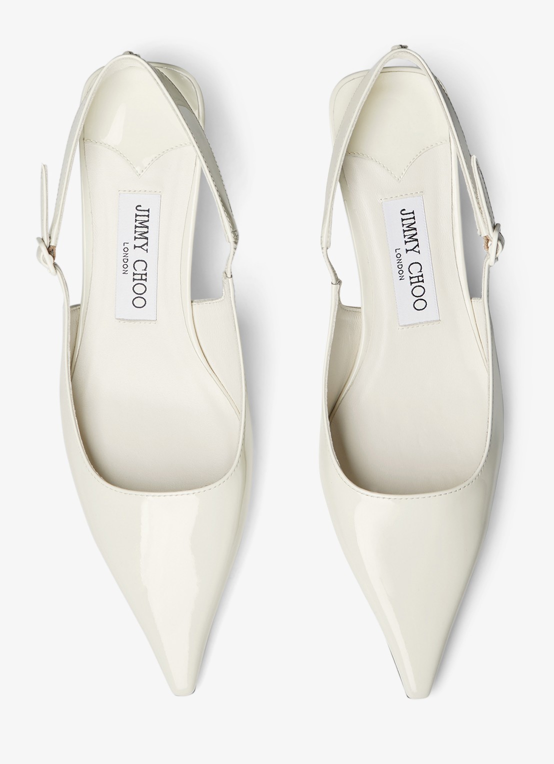 Jimmy Choo Amel 50 slingback van lakleer - detail 5 gebroken wit