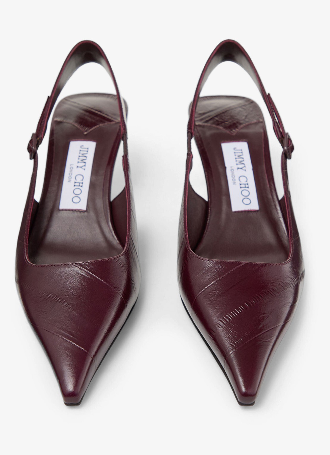 Jimmy Choo Amel 50 slingback van leer - detail donkerrood
