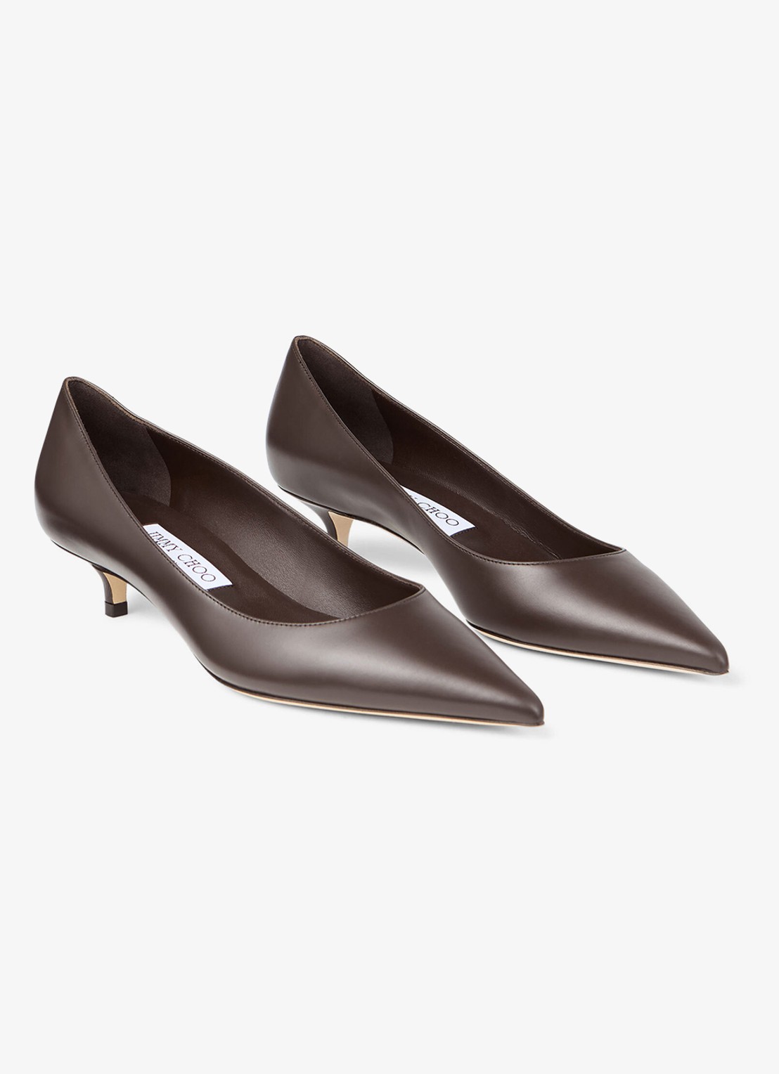 Jimmy Choo Amelia pump van kalfsleer - voorkant 5 donkerbruin