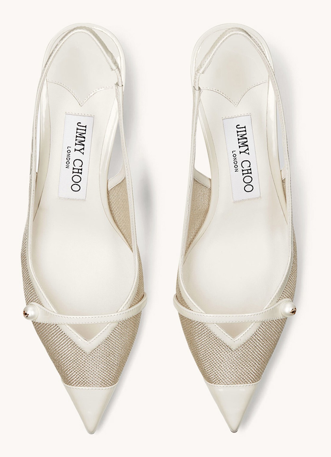 Jimmy Choo Amita 45 slingback met kalfsleren details - detail 2 gebroken wit