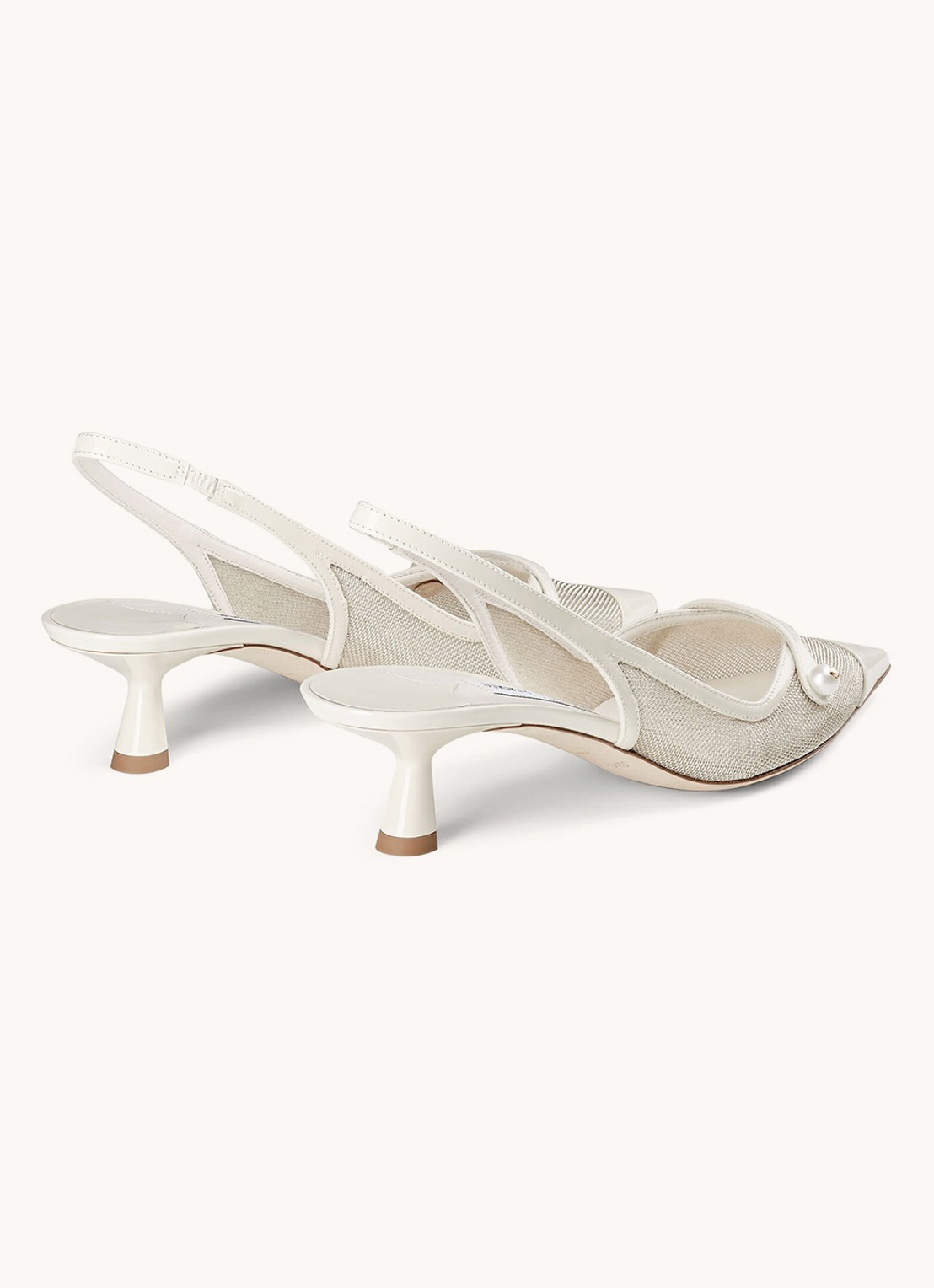 Jimmy Choo Amita 45 slingback met kalfsleren details - detail 3 gebroken wit