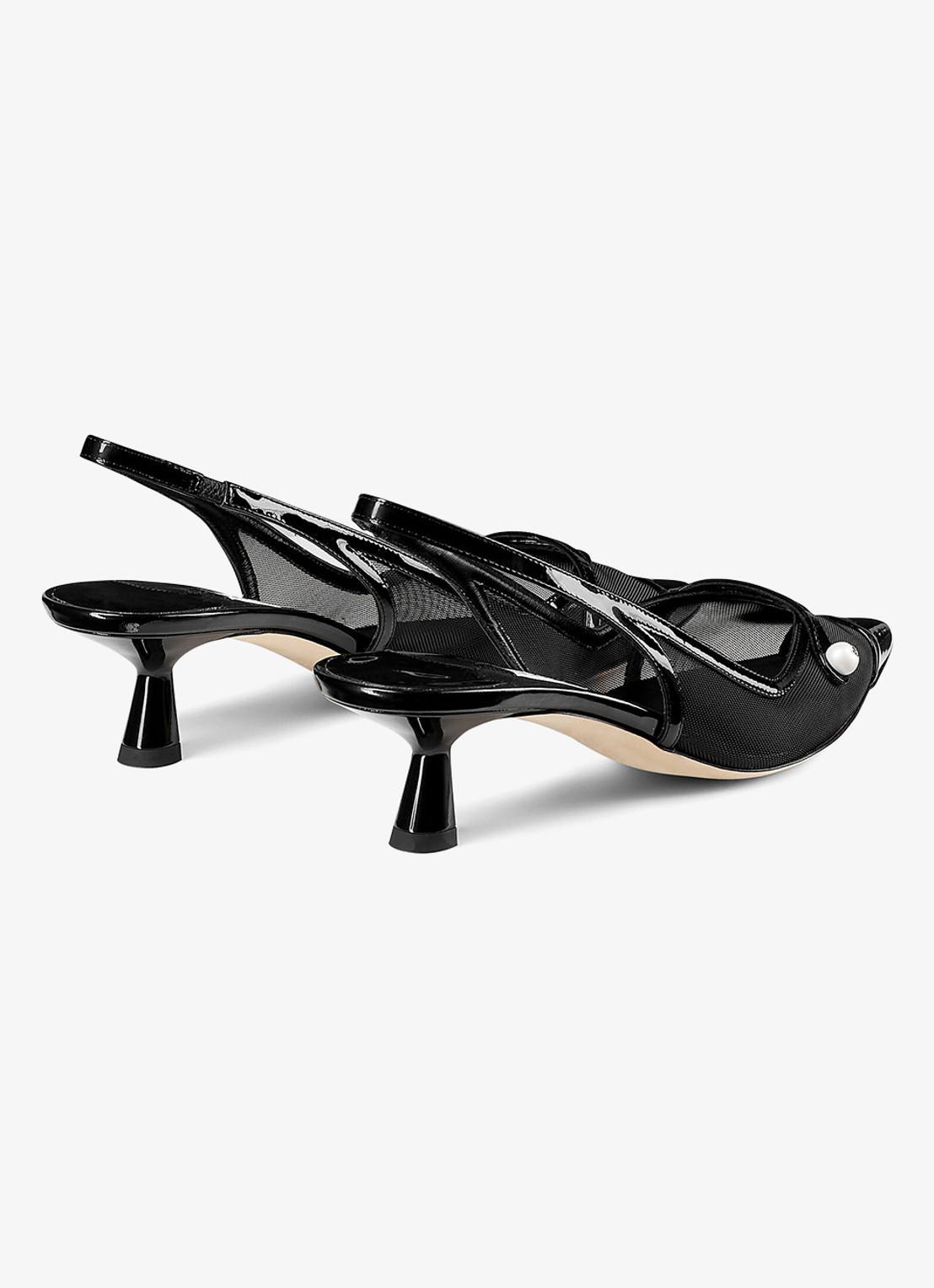 Jimmy Choo Amita 45 slingback van lakleer met mesh details - achterkant zwart