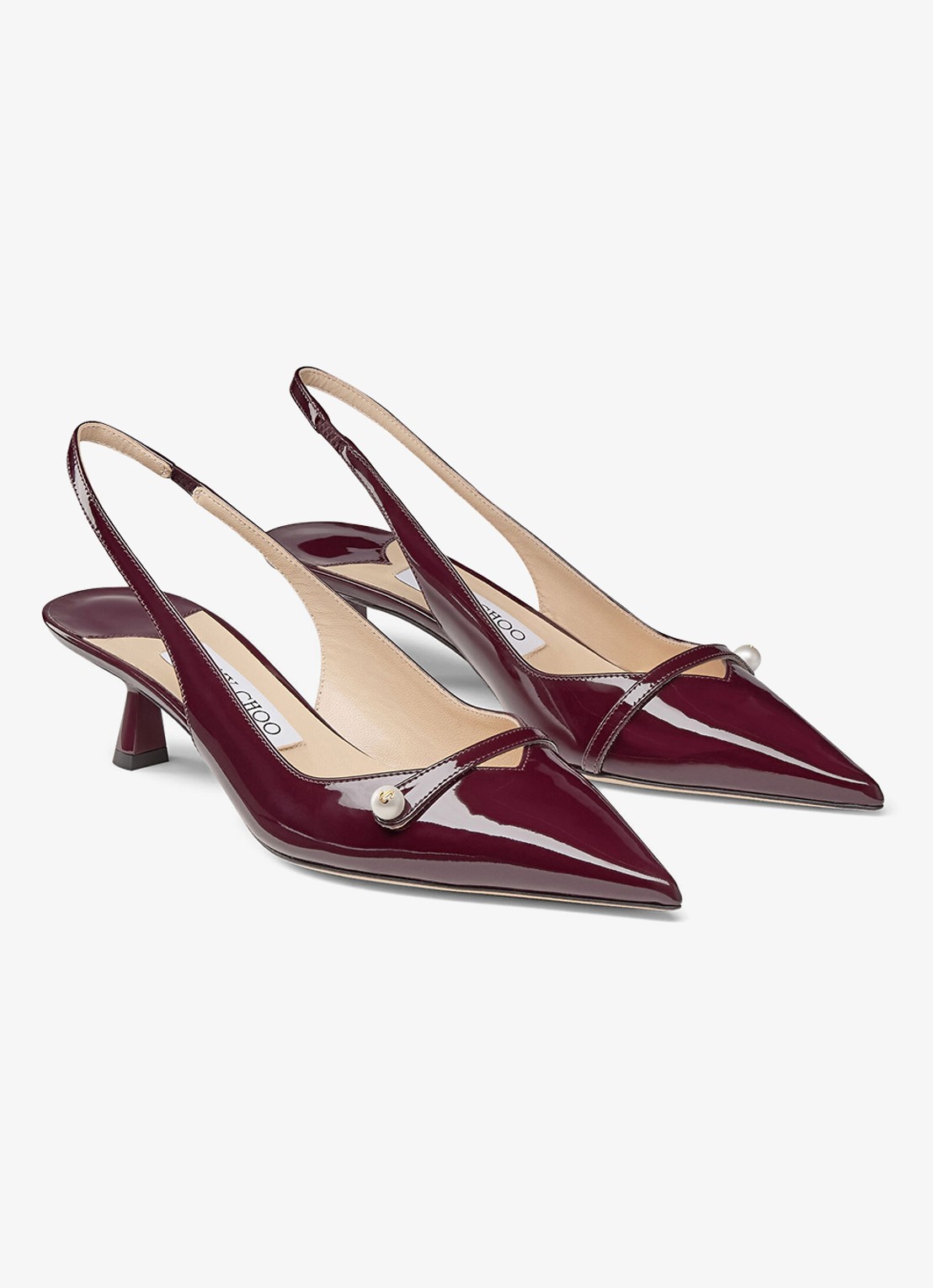 Jimmy Choo Amita 45 slingback van lakleer - voorkant 5 bordeauxrood