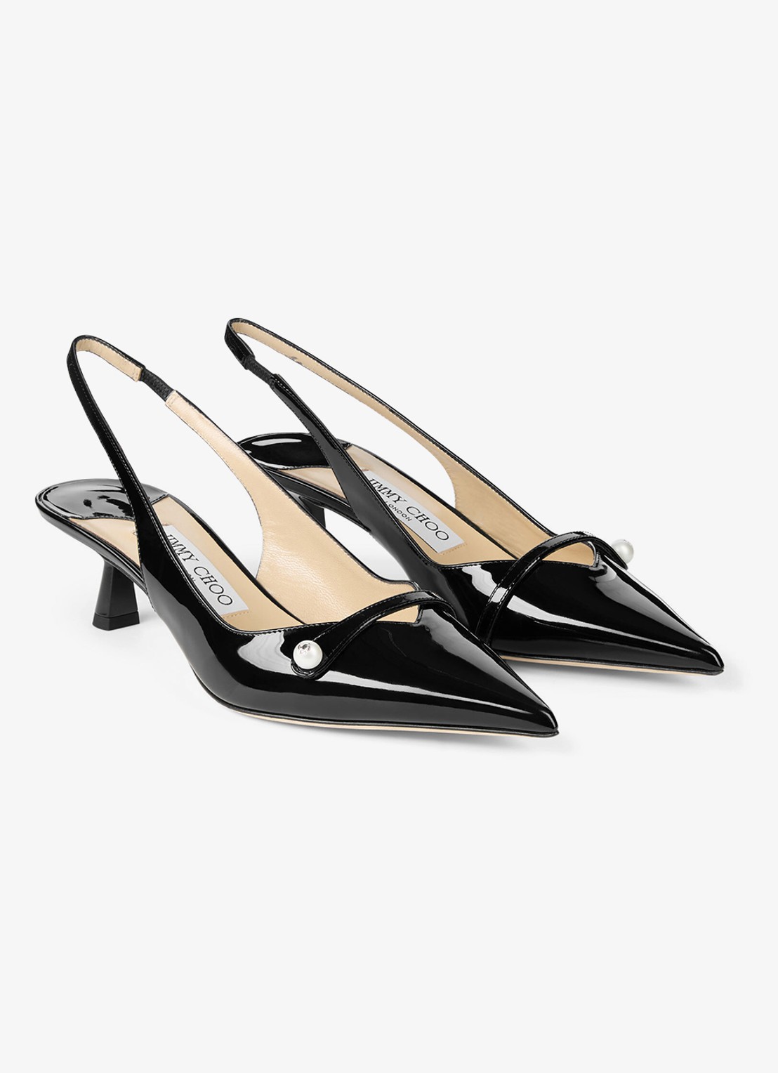Jimmy Choo Amita 45 slingback van lakleer - voorkant 5 zwart