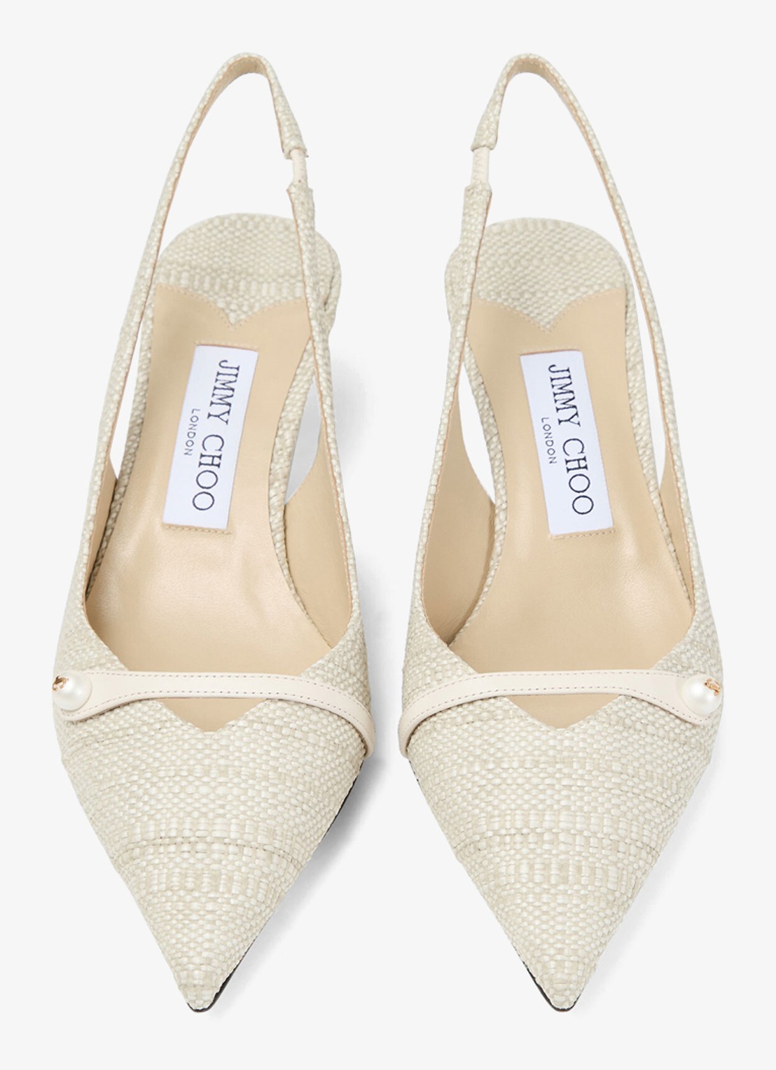 Jimmy Choo Amita 45 slingback van raffia met leren details - detail 2 beige