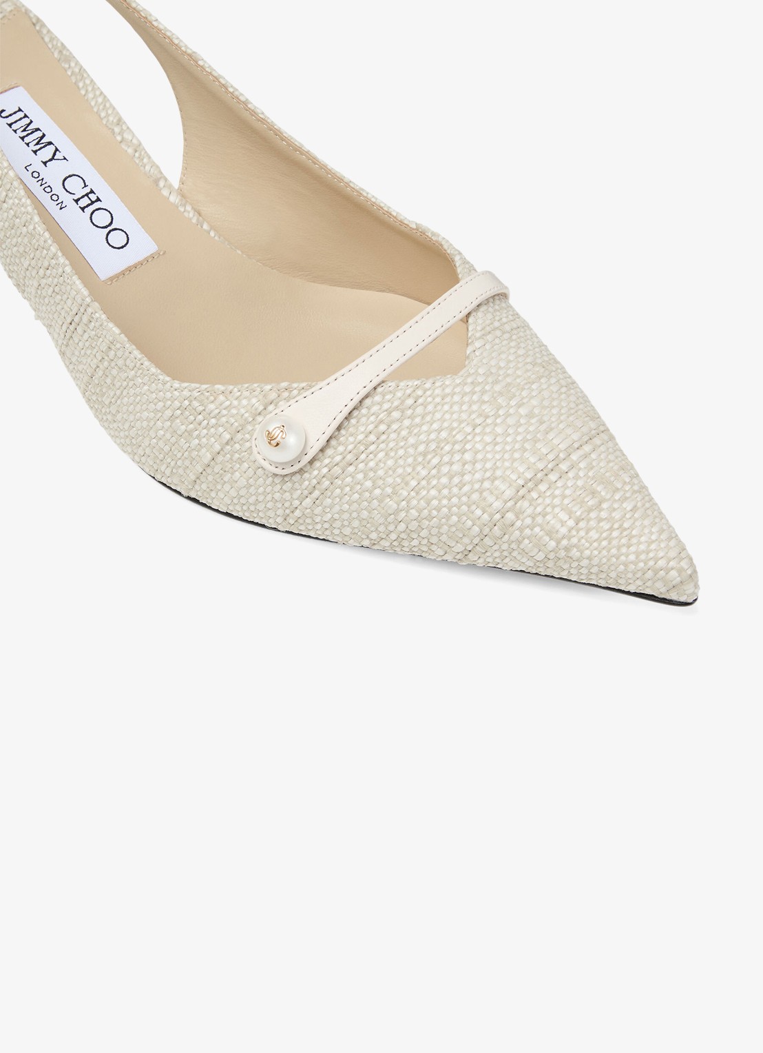 Jimmy Choo Amita 45 slingback van raffia met leren details - detail 3 beige