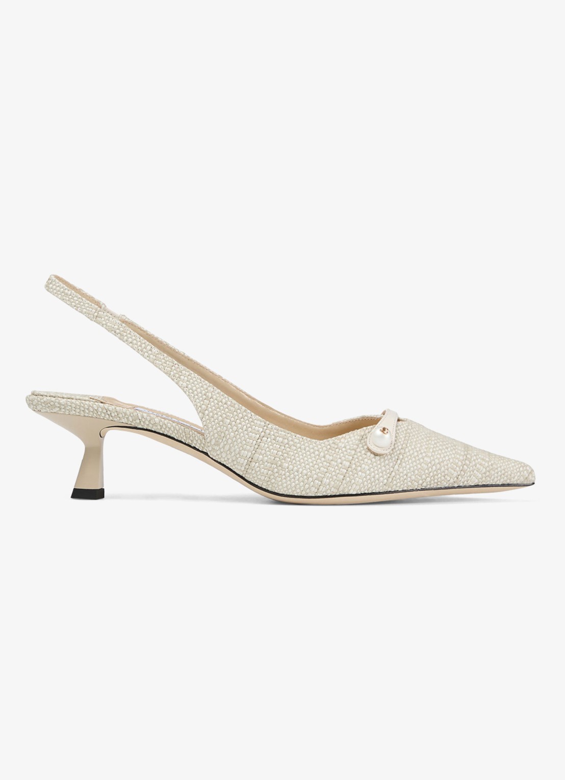 Jimmy Choo Amita 45 slingback van raffia met leren details - voorkant 5 beige