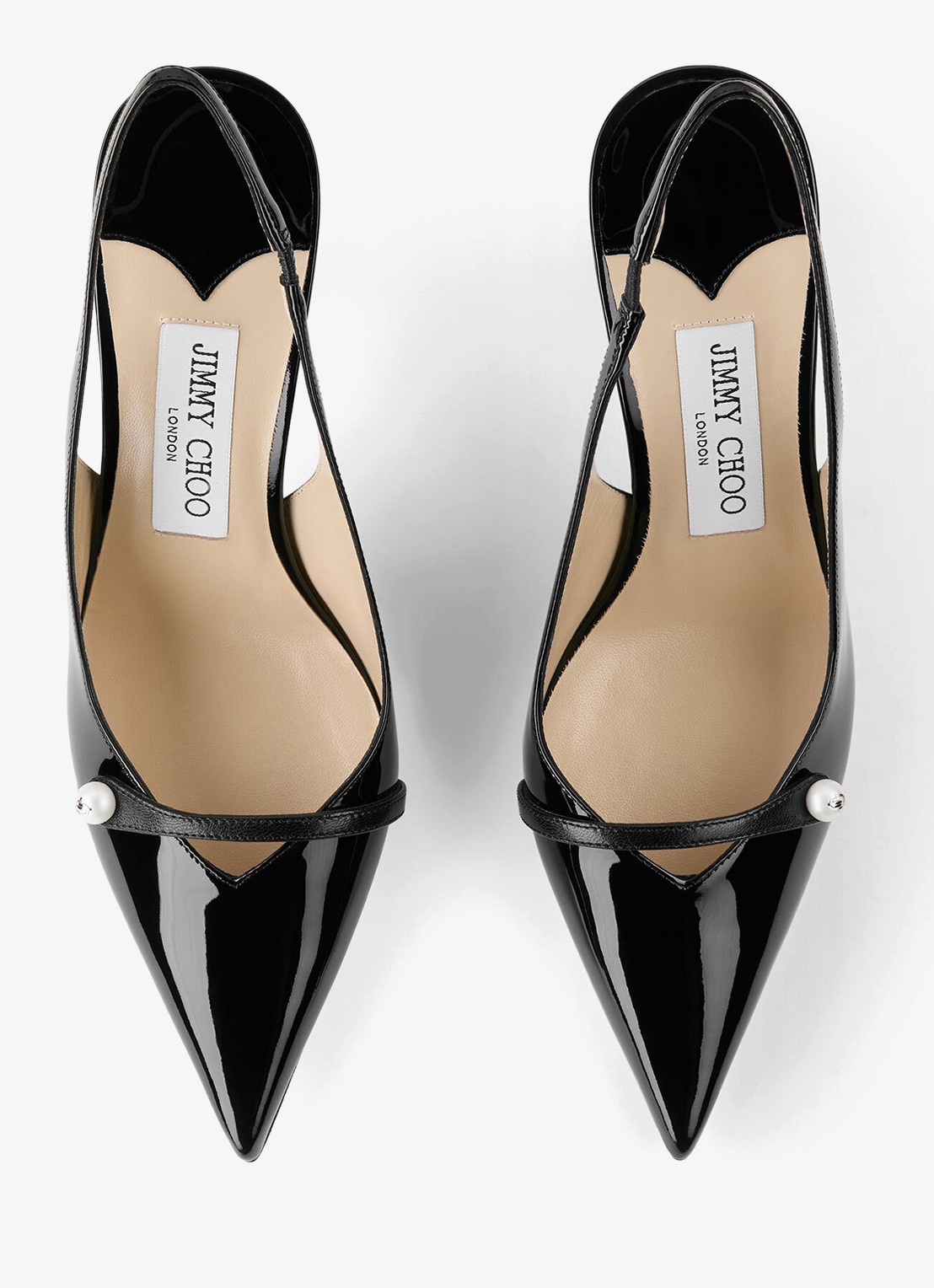 Jimmy Choo Amita 85 slingback van lakleer - detail 3 zwart