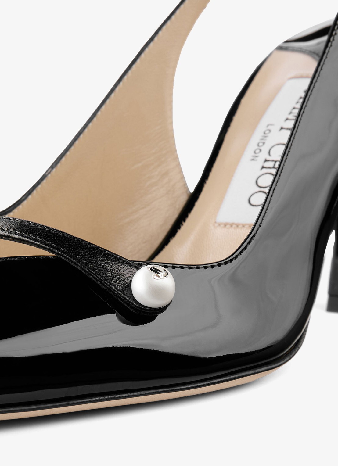 Jimmy Choo Amita 85 slingback van lakleer - detail 4 zwart