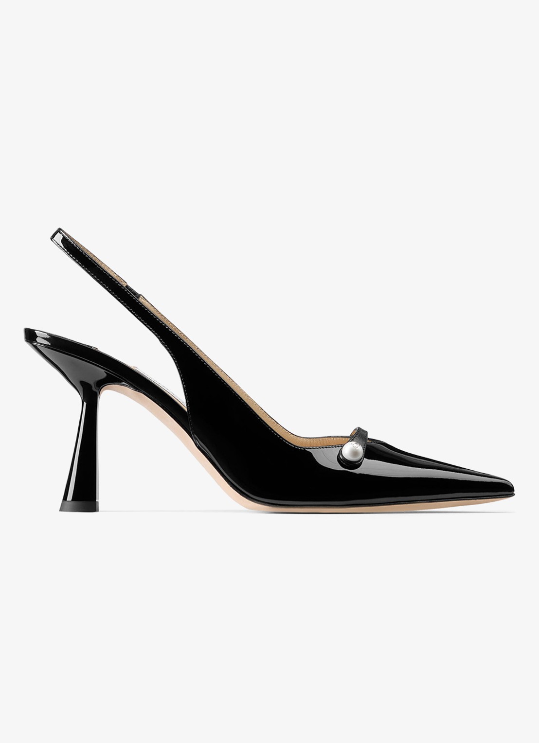 Jimmy Choo Amita 85 slingback van lakleer - voorkant zwart