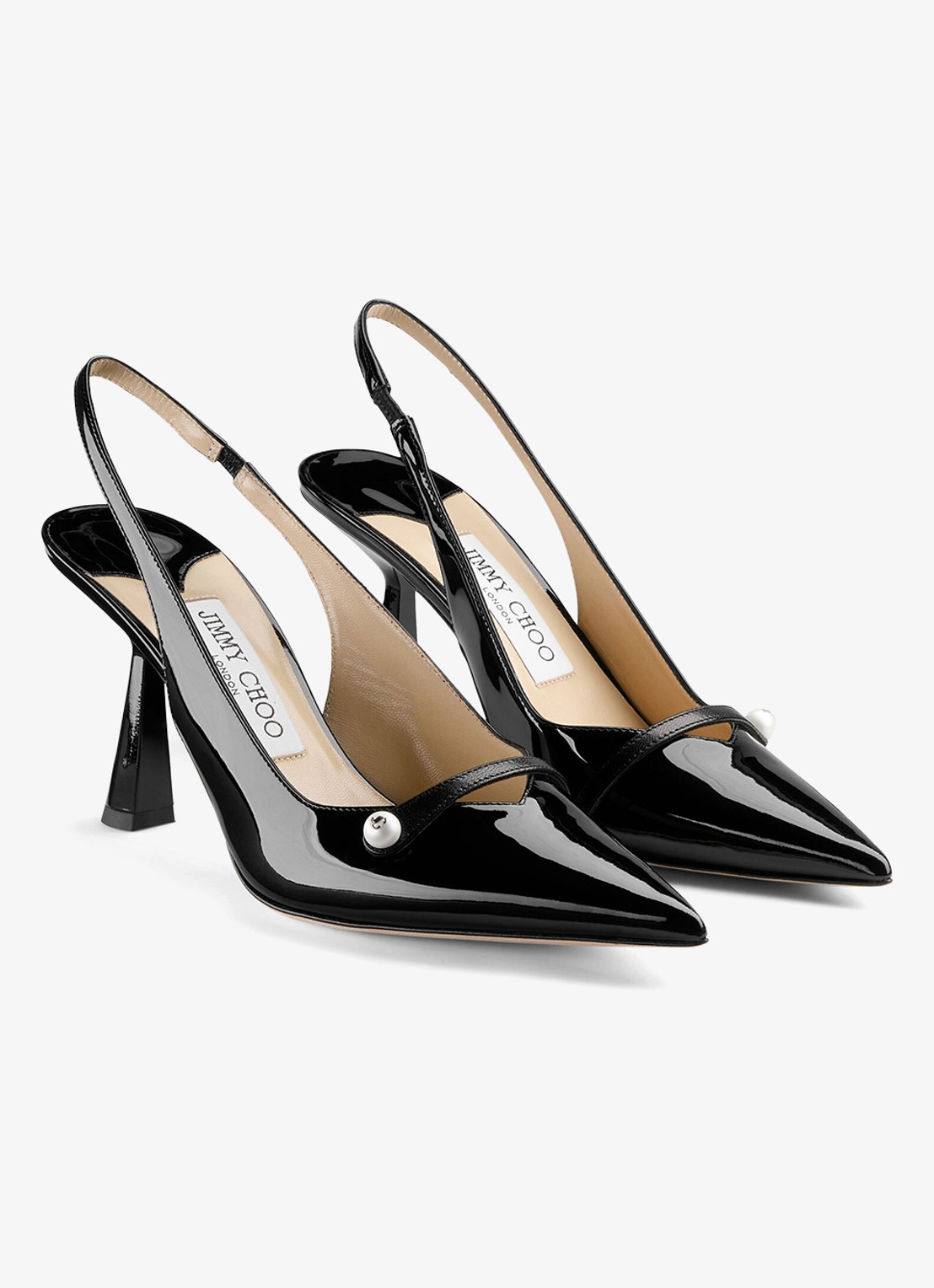 Jimmy Choo Amita 85 slingback van lakleer - voorkant 2 zwart