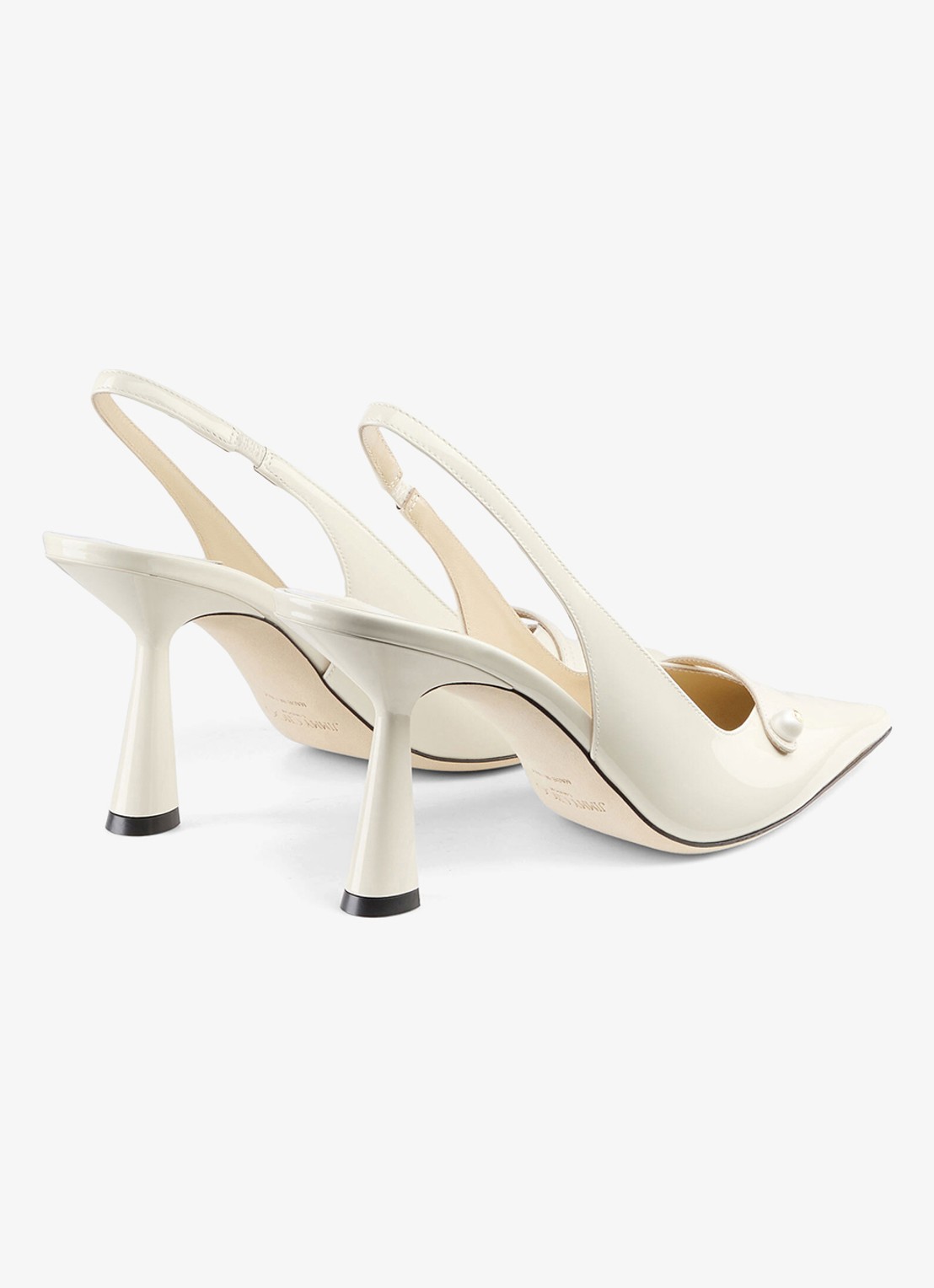 Jimmy Choo Amita 85 slingback van lakleer - achterkant 3 gebroken wit