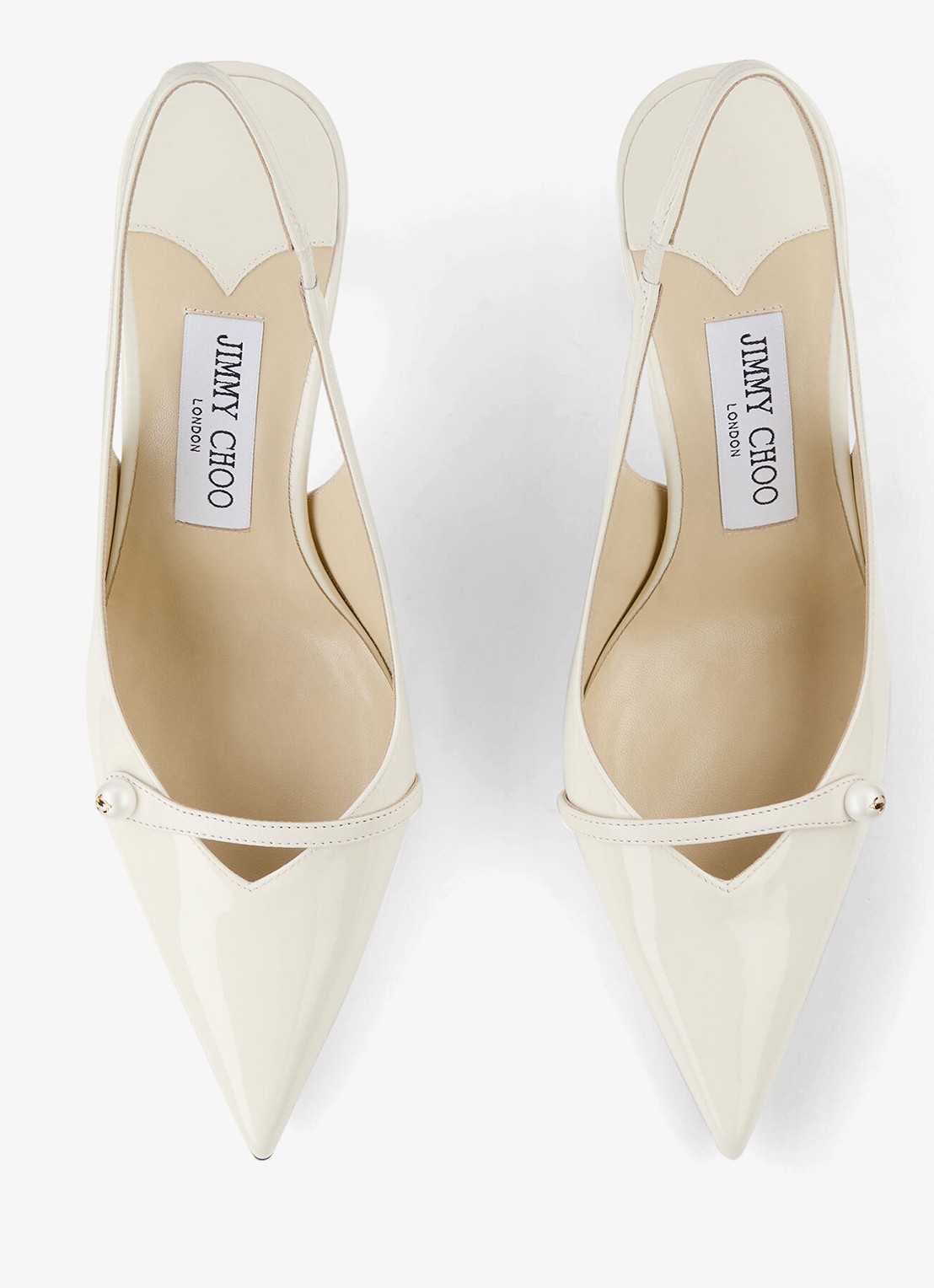 Jimmy Choo Amita 85 slingback van lakleer - detail 4 gebroken wit
