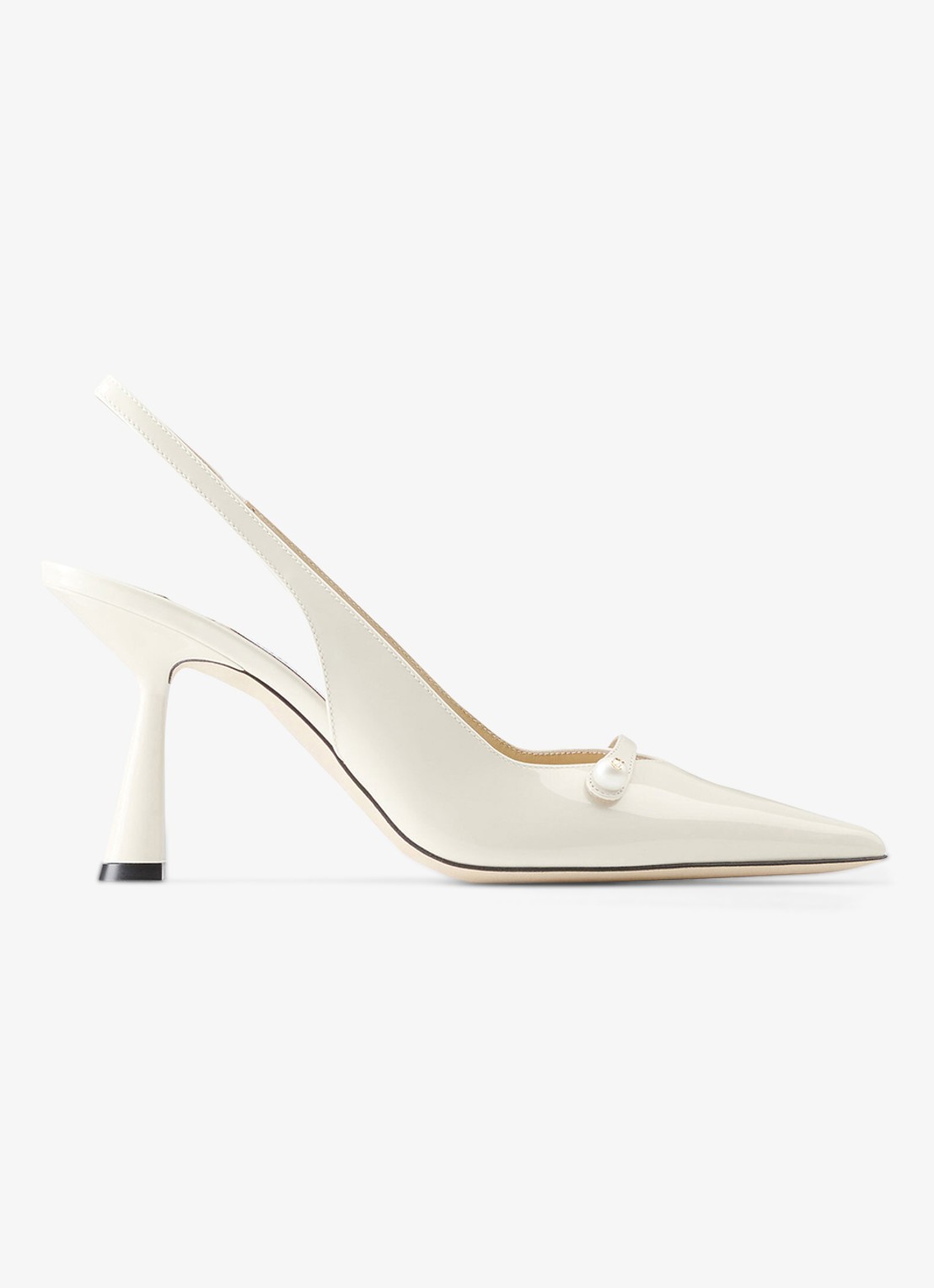 Jimmy Choo Amita 85 slingback van lakleer - voorkant gebroken wit