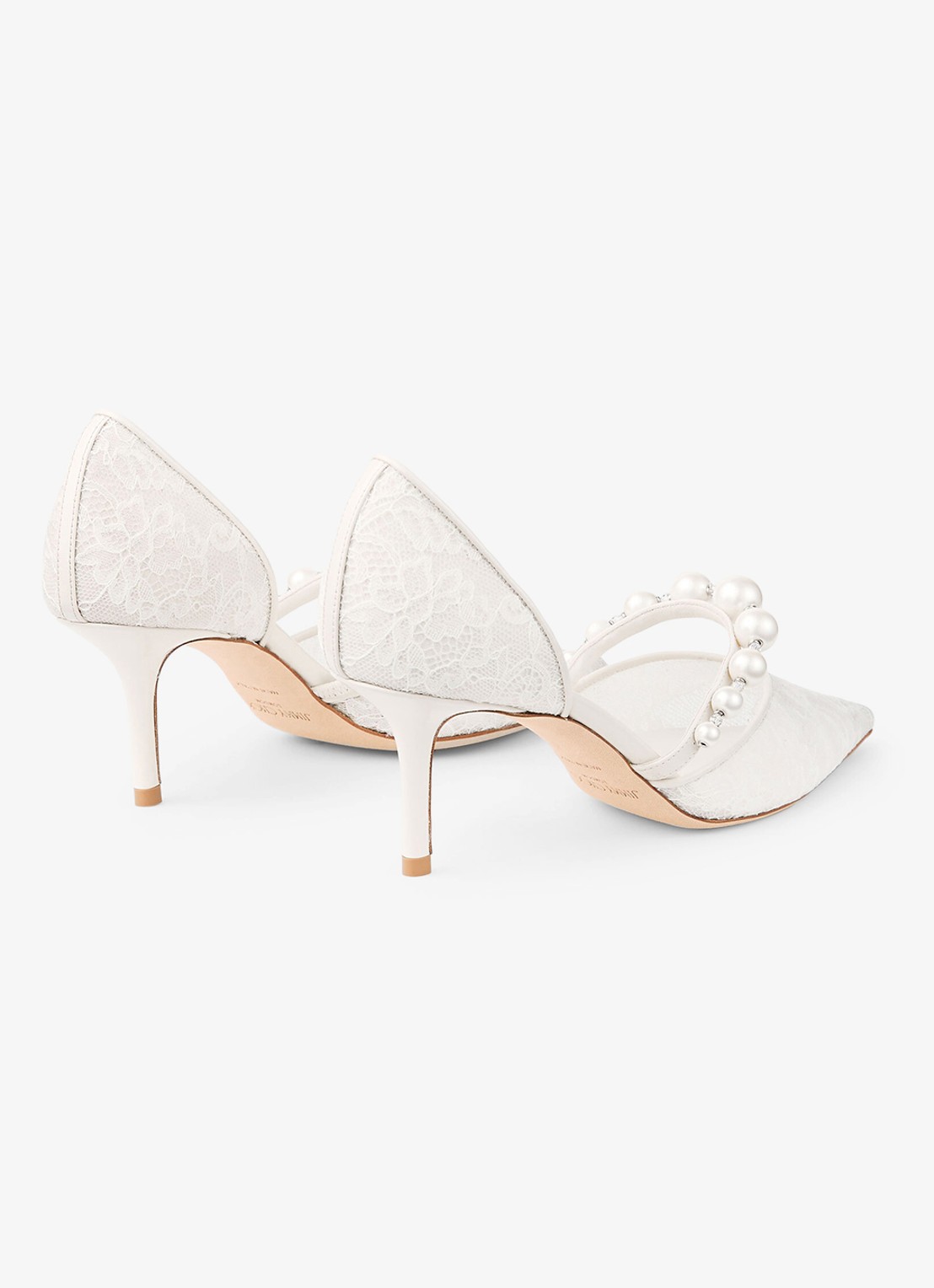 Jimmy Choo Aurelie 65 pump van kant met leren details - achterkant 3 wit