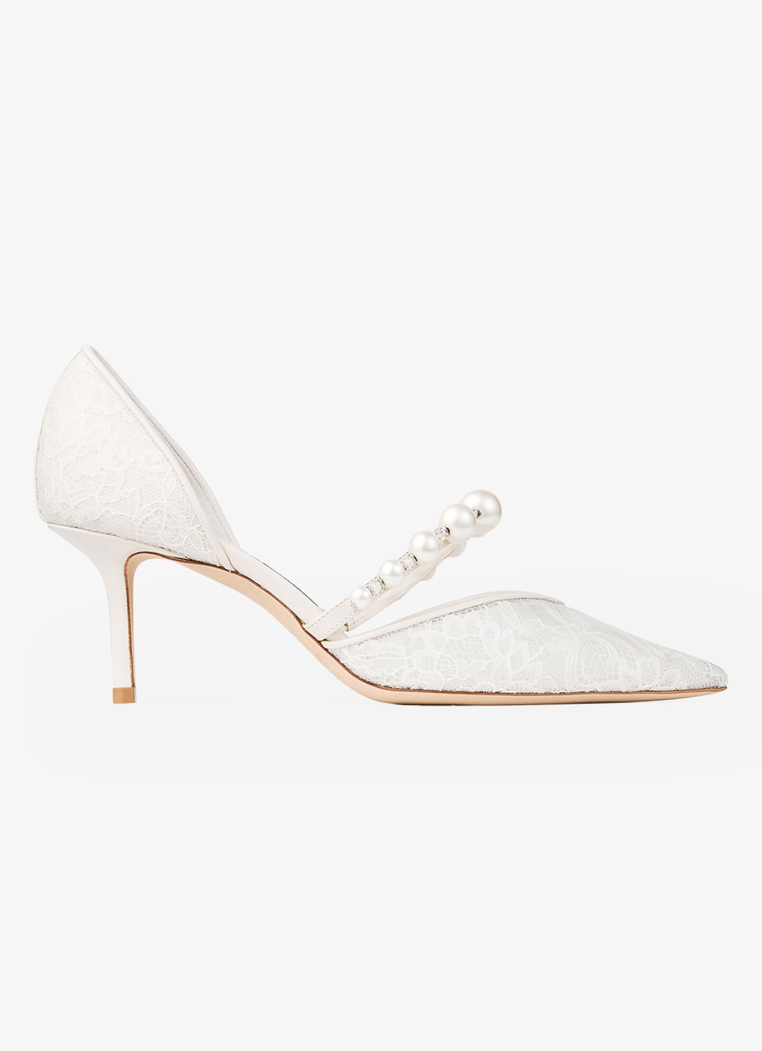 Jimmy Choo Aurelie 65 pump van kant met leren details - voorkant 4 wit