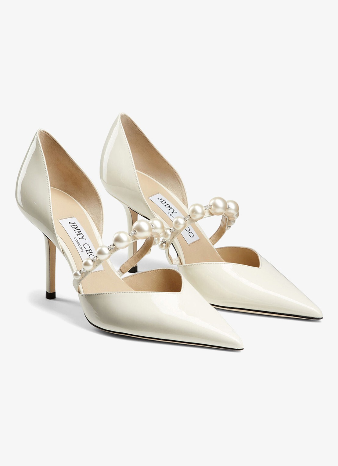 Jimmy Choo Aurelie pump van lakleer met kristal - voorkant 2 wit