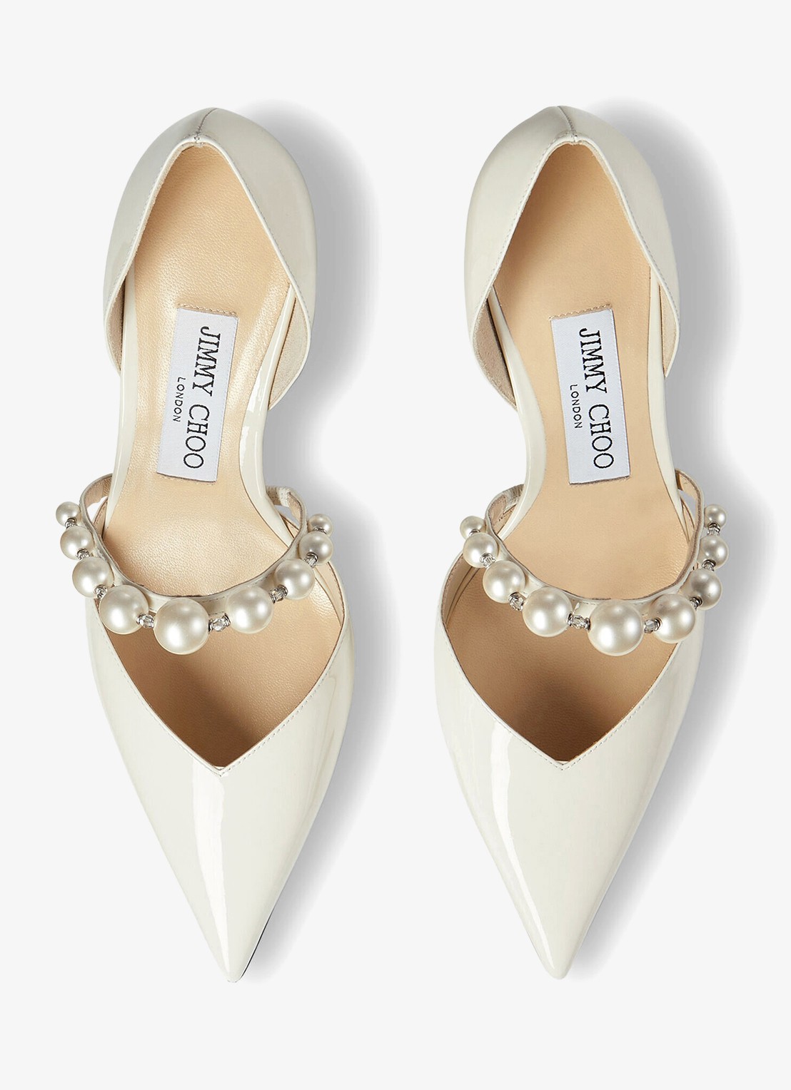 Jimmy Choo Aurelie pump van lakleer met kristal - detail 4 ivoor