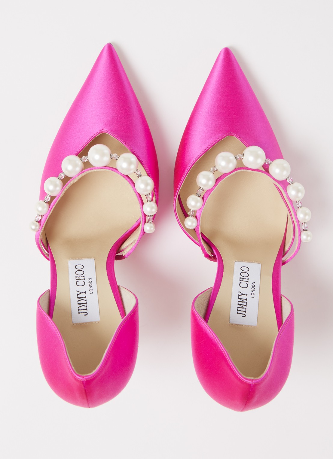 Jimmy Choo Aurelie pump van satijn met kristal - detail 5 fuchsia