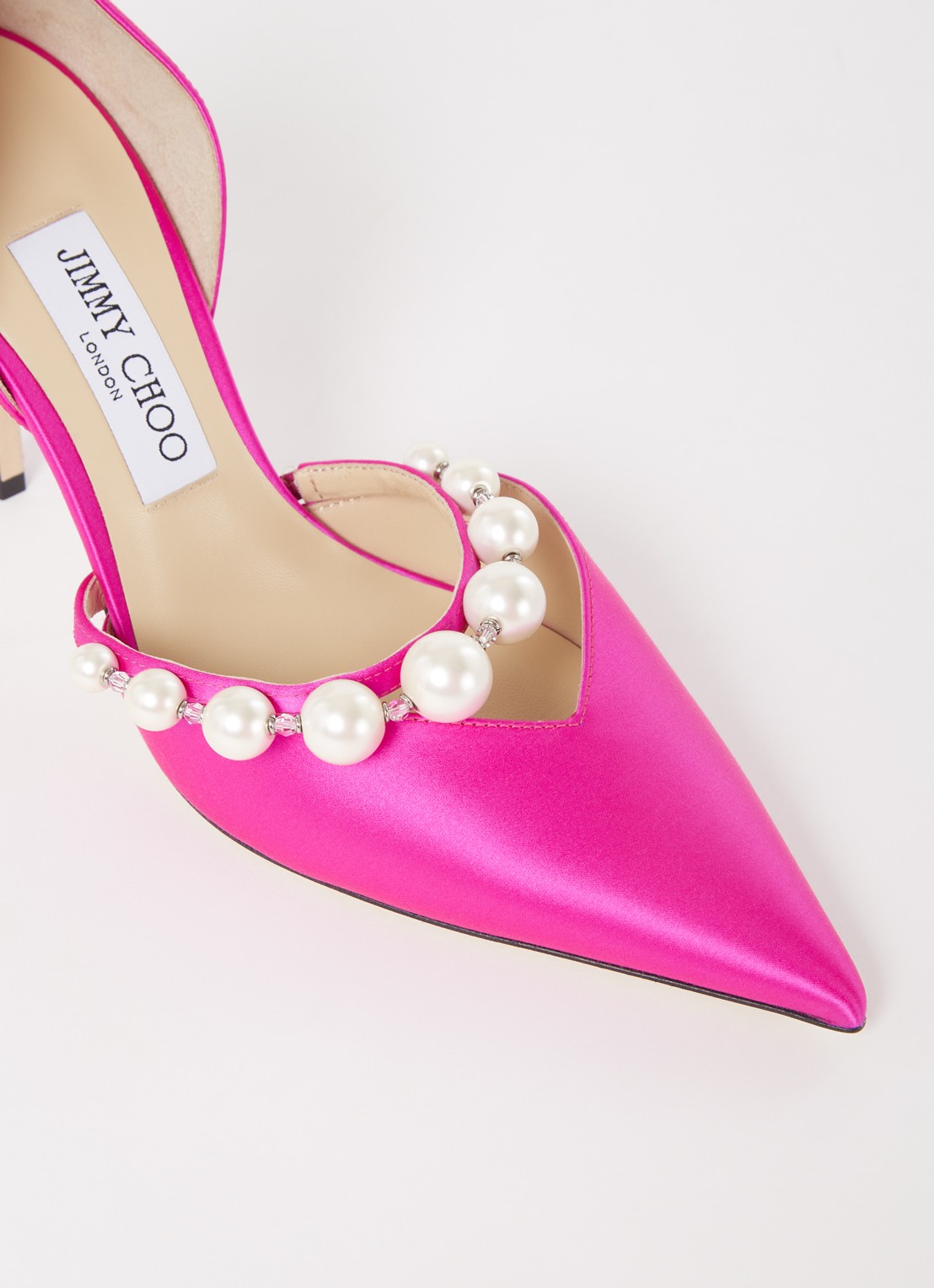 Jimmy Choo Aurelie pump van satijn met kristal - detail 6 fuchsia