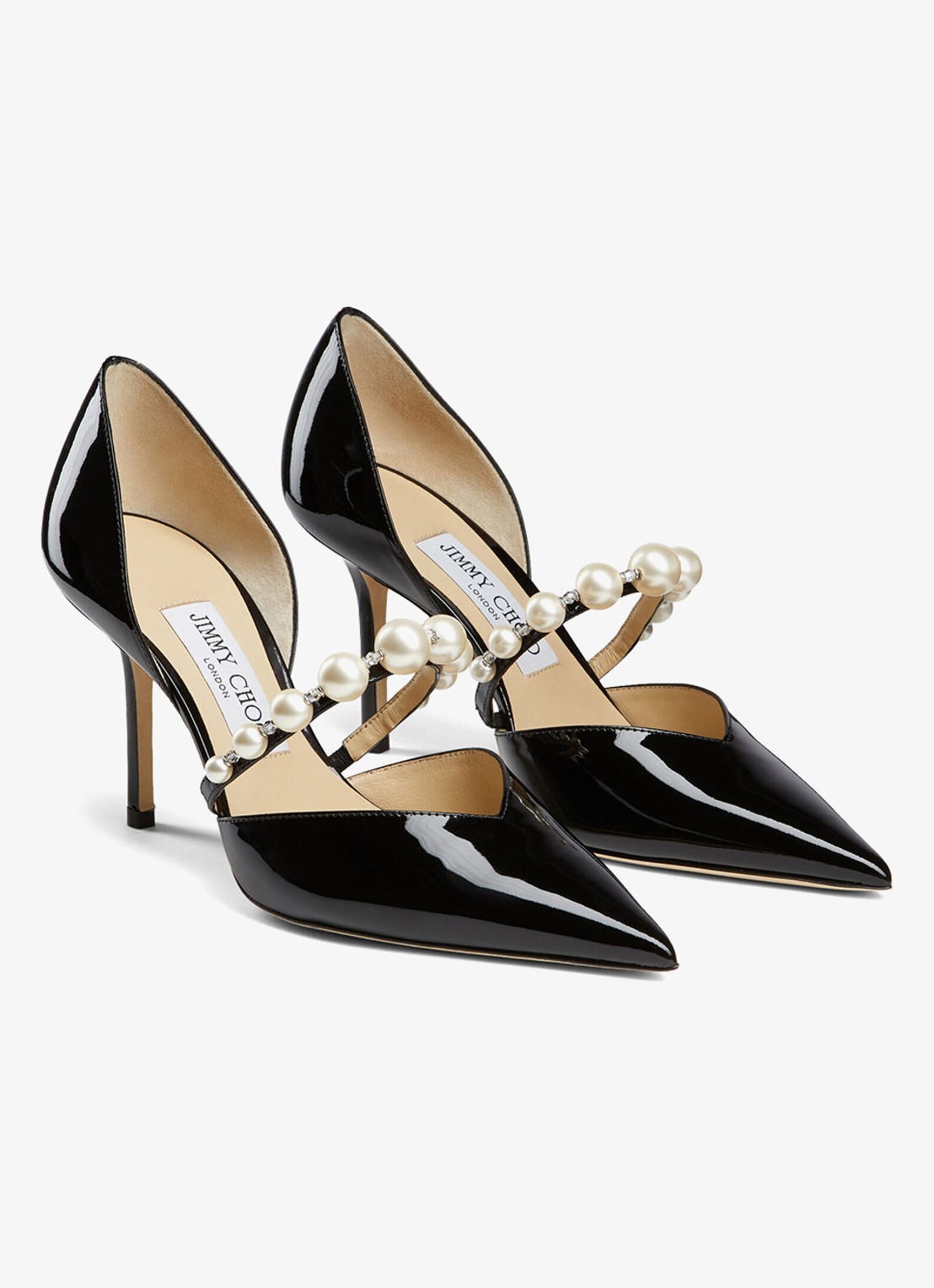 Jimmy Choo Aurelie sandalette van lakleer met kristal - voorkant 2 zwart