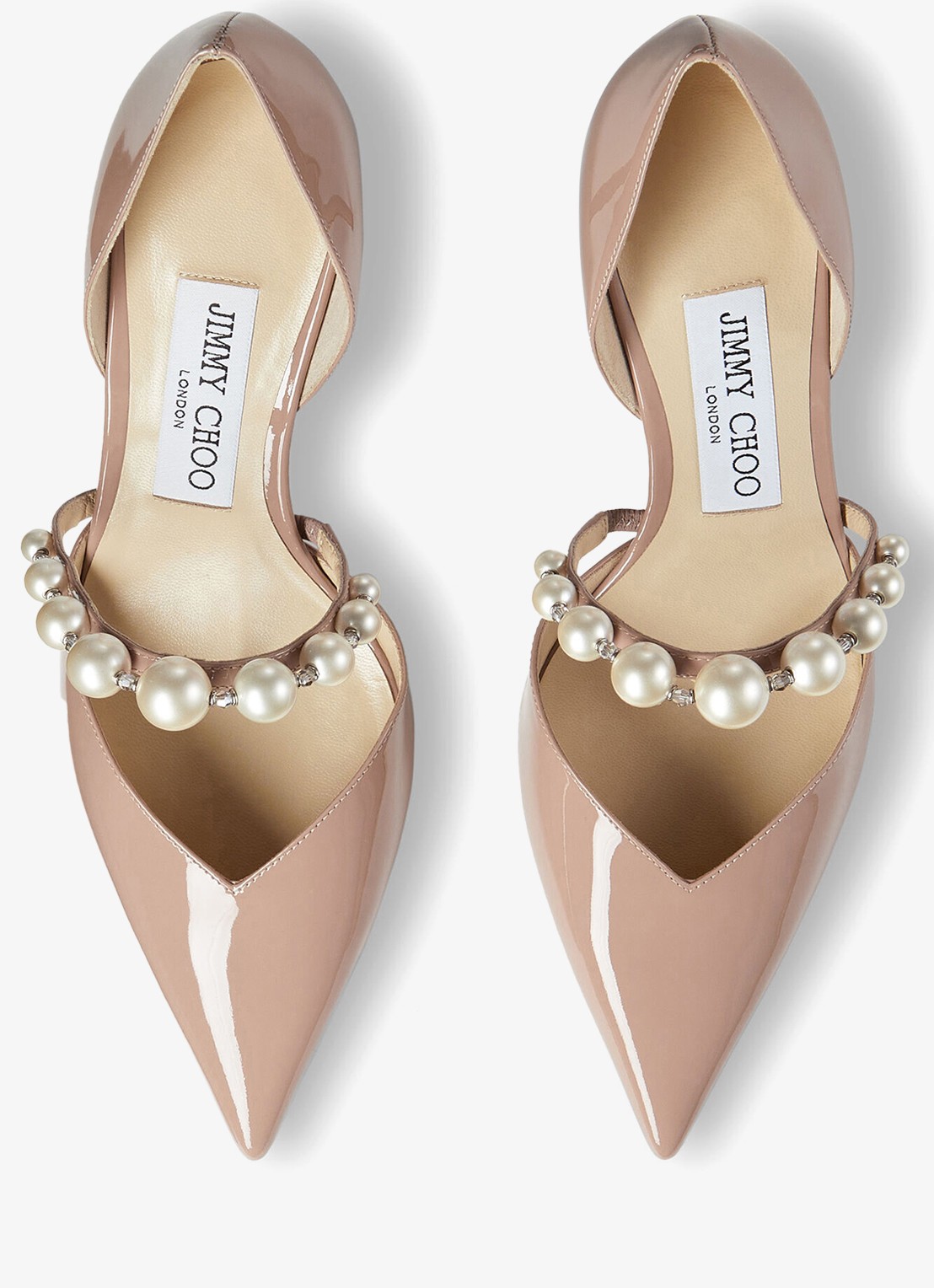 Jimmy Choo Aurelie sandalette van lakleer met kristal - detail 4 donkerbeige