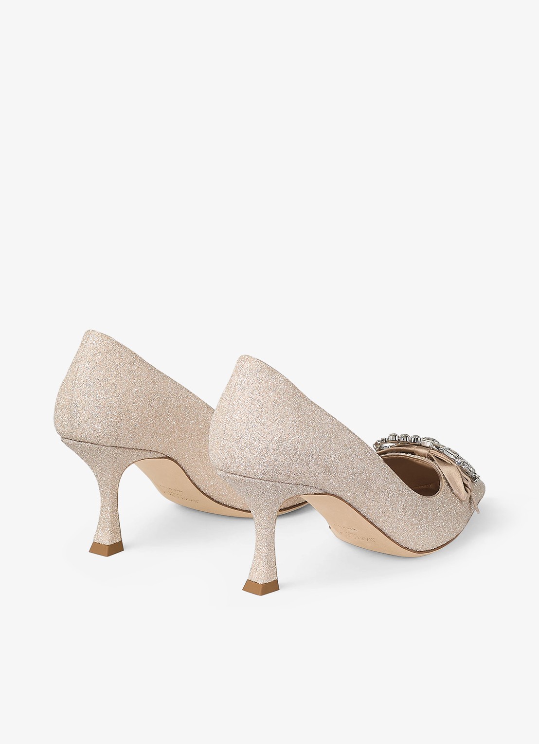 Jimmy Choo Auria 70 pump met glitter - achterkant goud