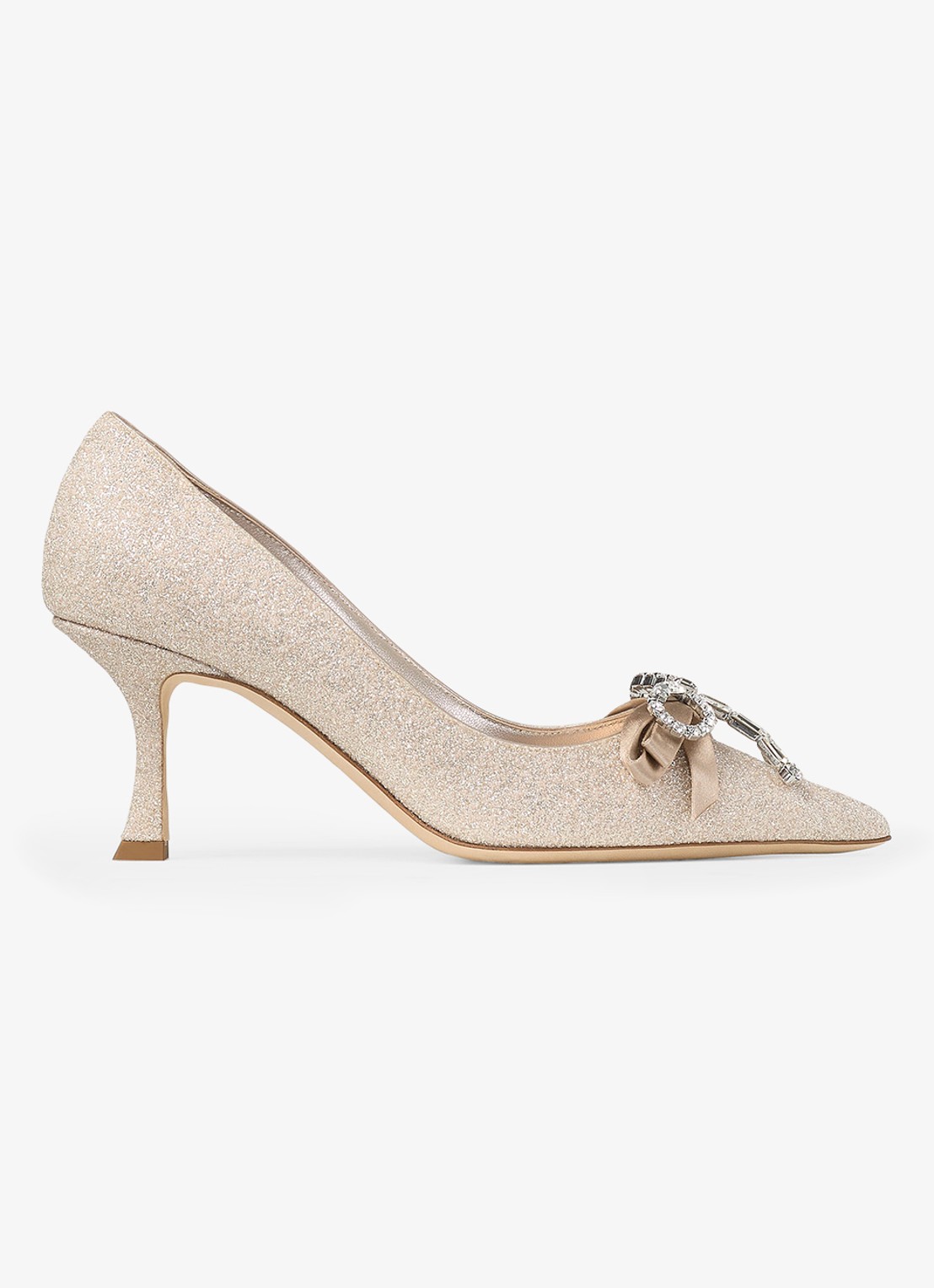 Jimmy Choo Auria 70 pump met glitter - voorkant 4 goud