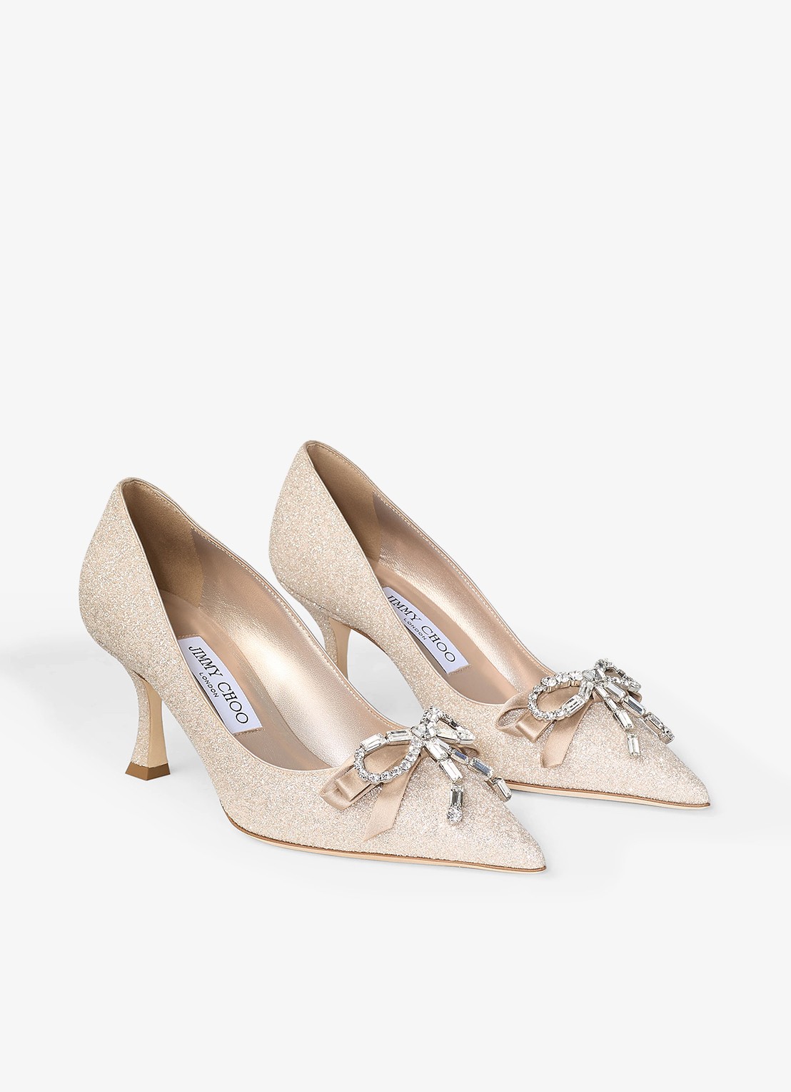 Jimmy Choo Auria 70 pump met glitter - voorkant 5 goud