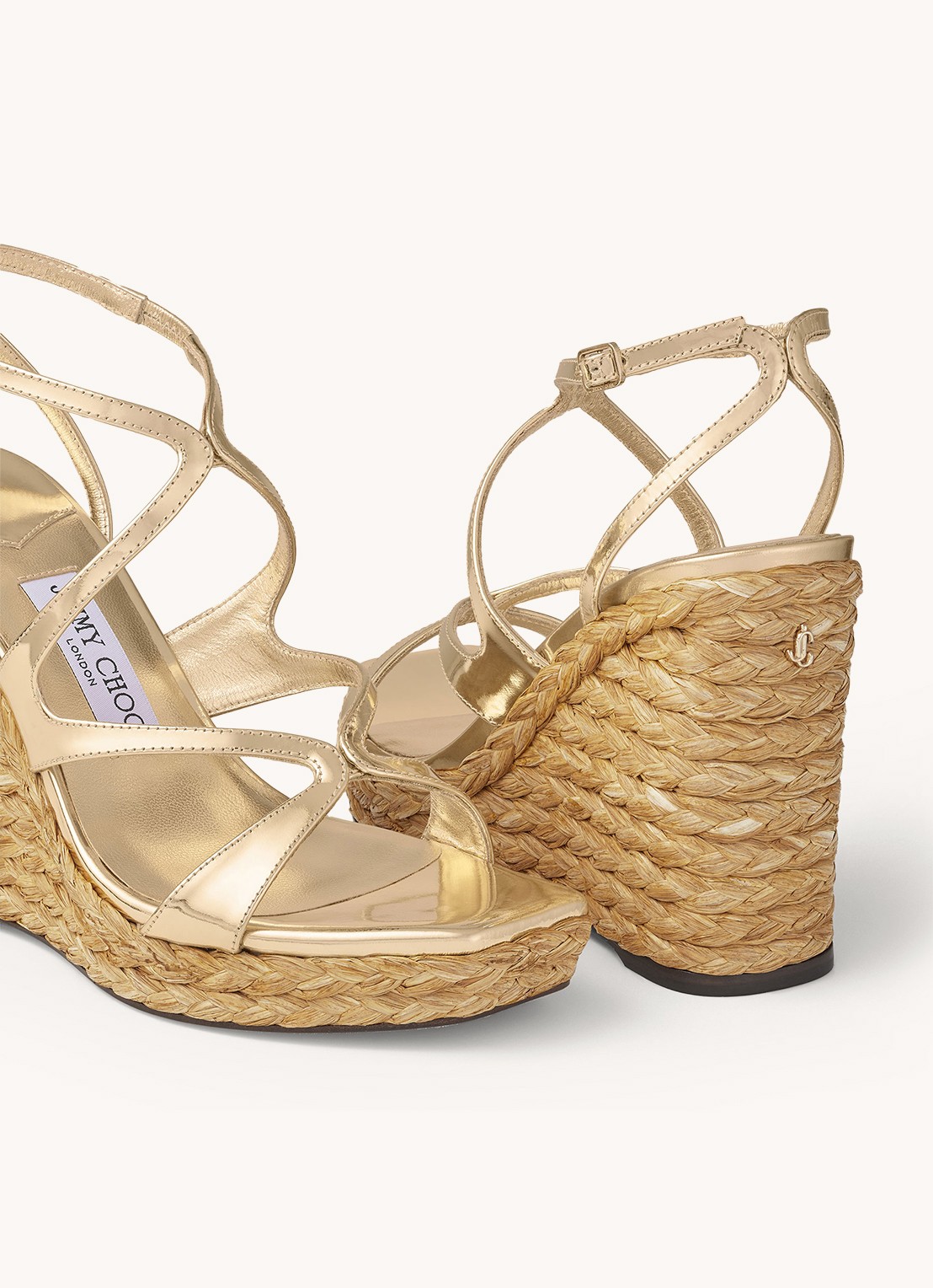 Jimmy Choo Ayla 110 sleehak met kalfsleren details - achterkant 5 goud