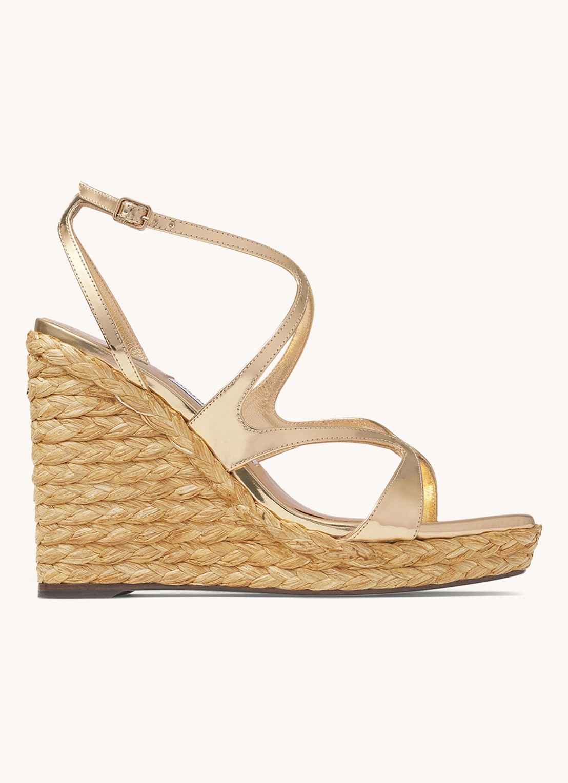 Jimmy Choo Ayla 110 sleehak met kalfsleren details - voorkant goud