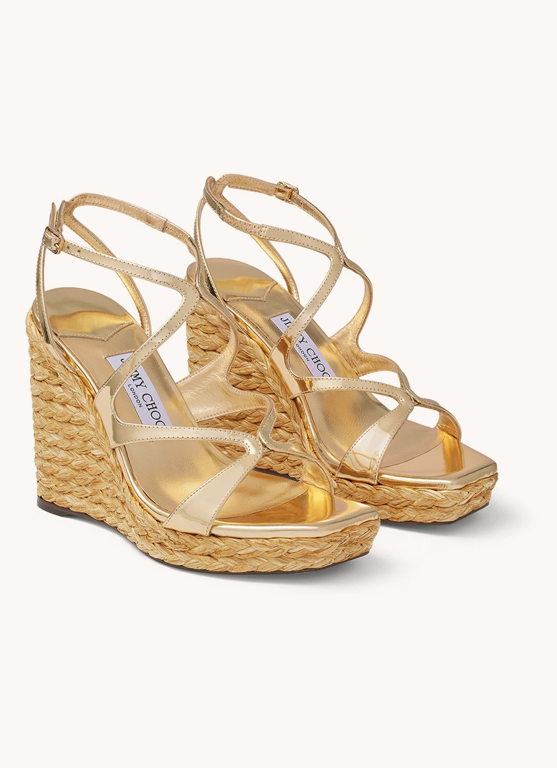 Jimmy Choo Ayla 110 sleehak met kalfsleren details - voorkant 2 goud