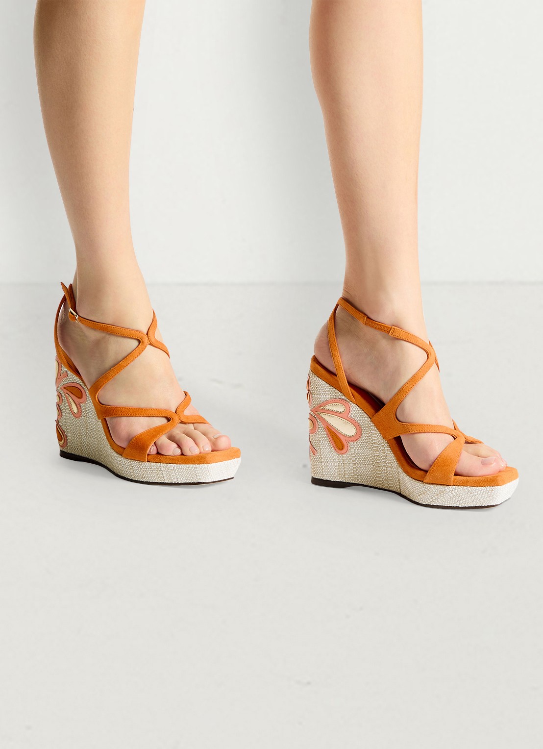 Jimmy Choo Ayla 110 sleehak van suède - voorkant 2 orange