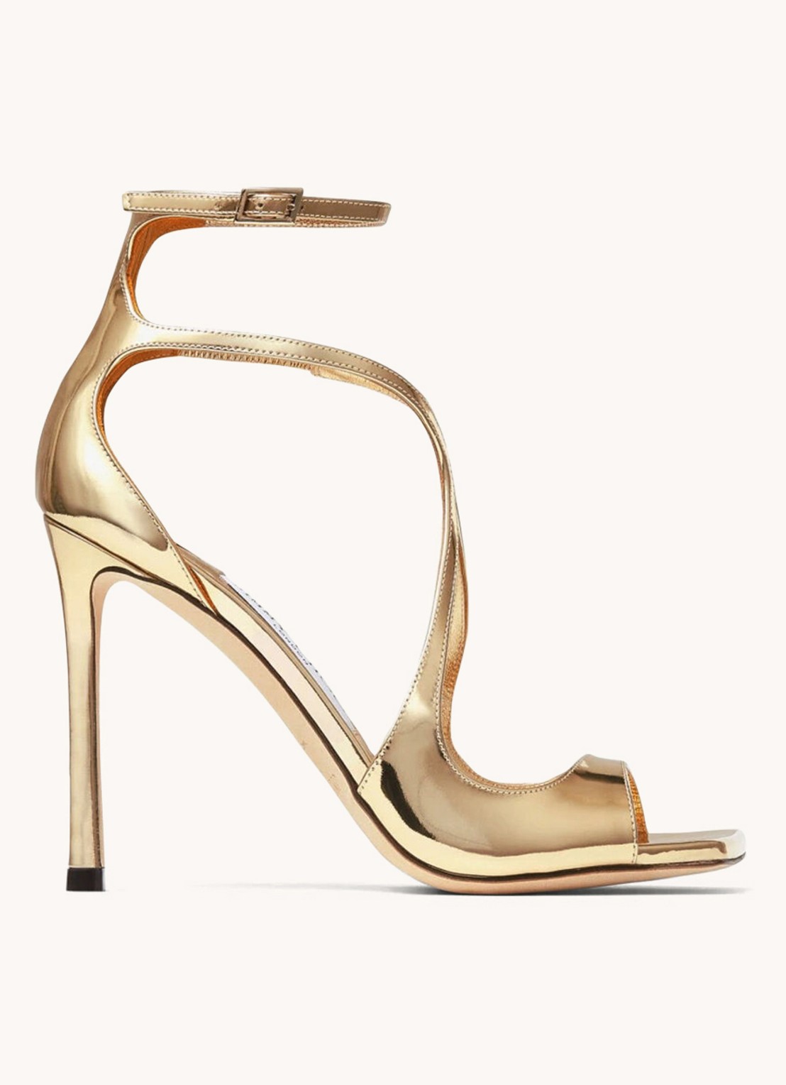 Jimmy Choo Azia 110 sandalette met metallic finish - voorkant goud