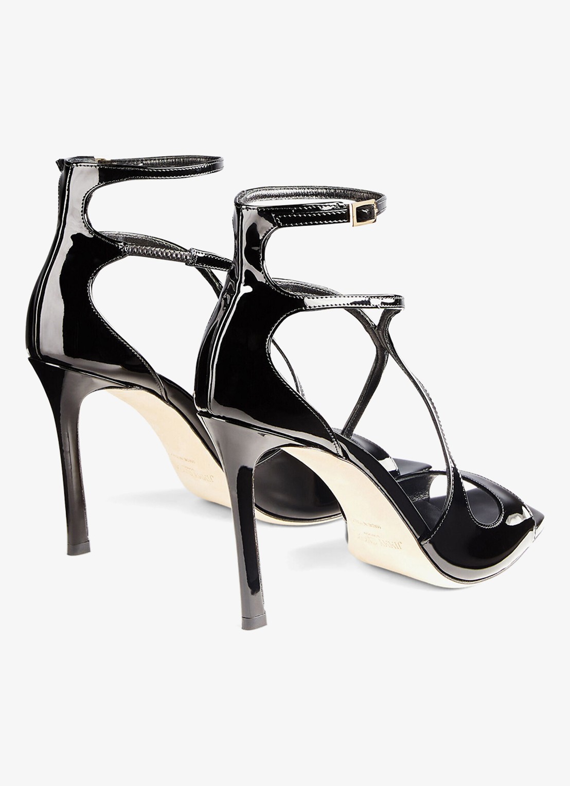 Jimmy Choo Azia 95 sandalette van lakleer - achterkant zwart
