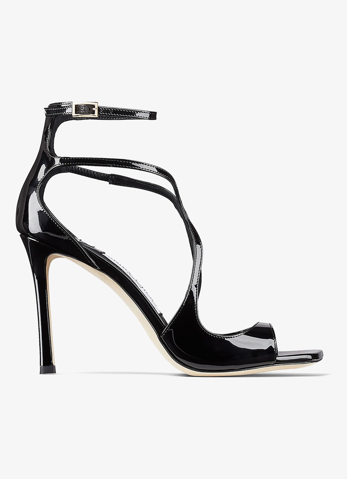 Jimmy Choo Azia 95 sandalette van lakleer - voorkant 4 zwart
