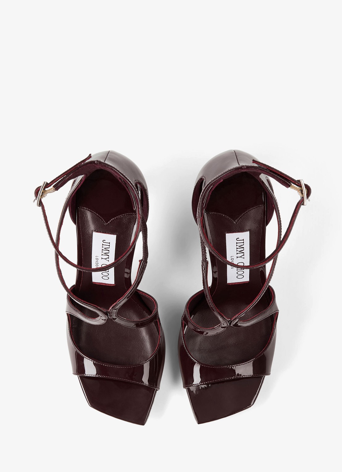 Jimmy Choo Azia 95 sandalette van lakleer - detail 3 deep merlot