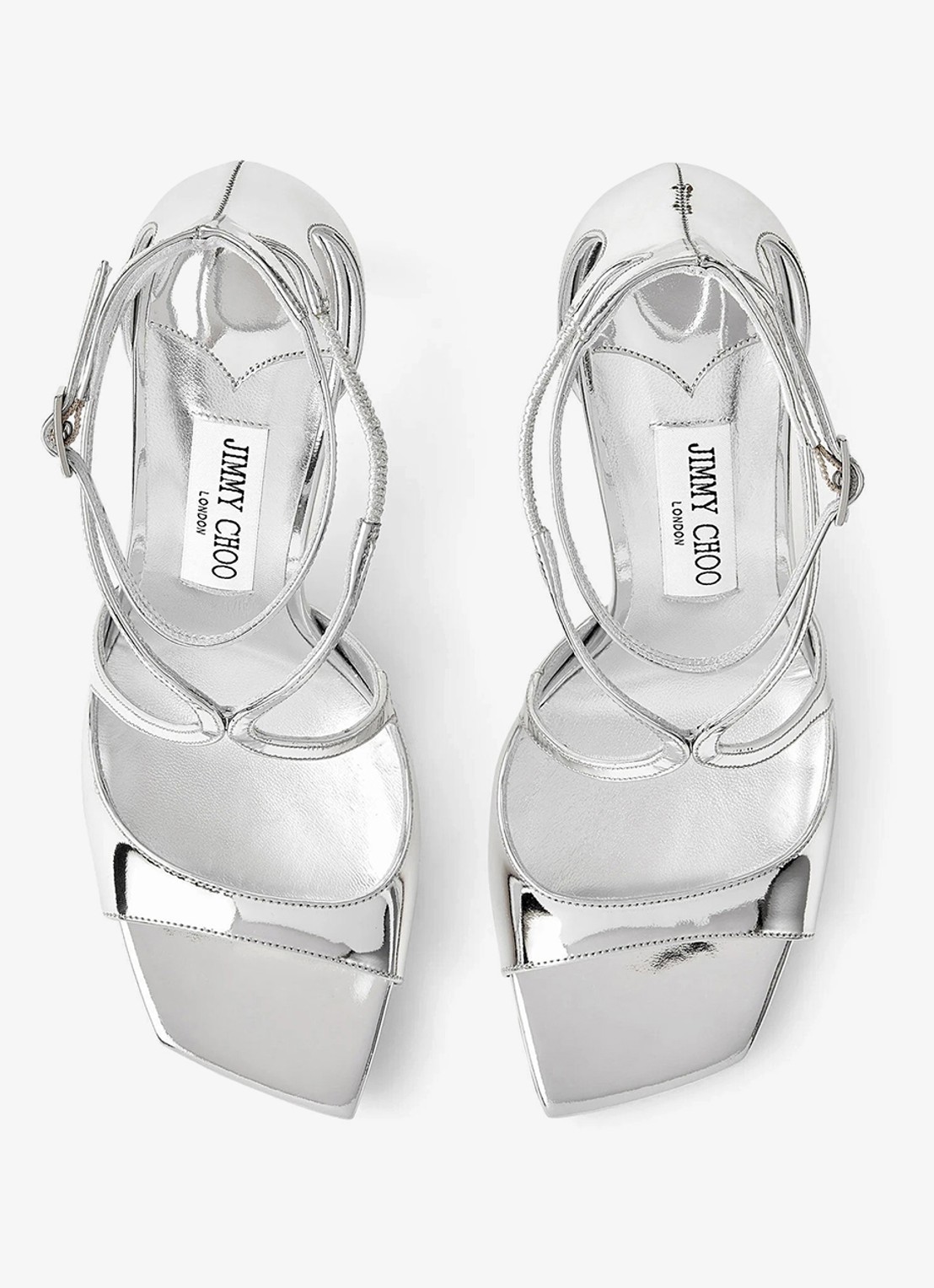 Jimmy Choo Azia 95 sandalette van leer met metallic finish - detail 3 zilver