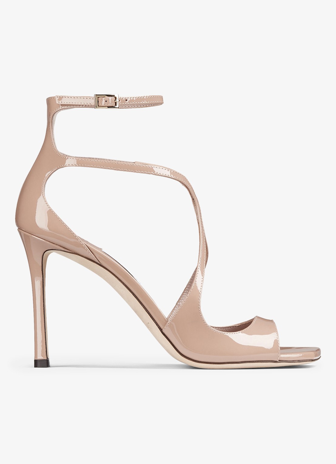 Jimmy Choo Azia sandalette van lakleer - voorkant beige