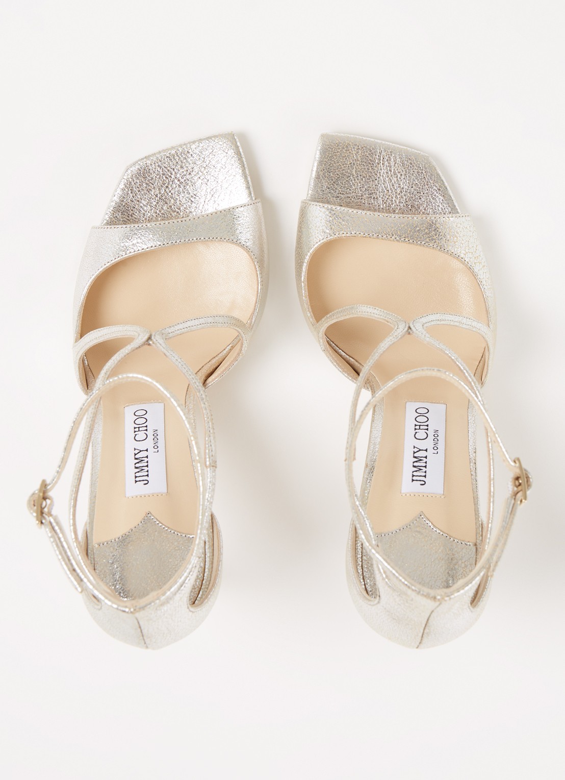 Jimmy Choo Azia sandalette van leer met metallic finish - detail 4 zilver