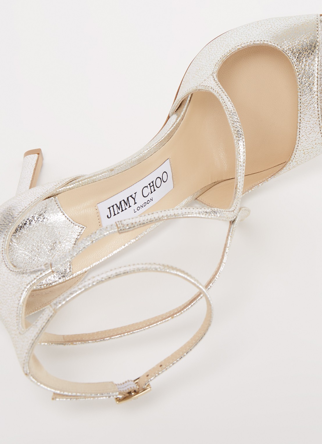 Jimmy Choo Azia sandalette van leer met metallic finish - detail 5 zilver