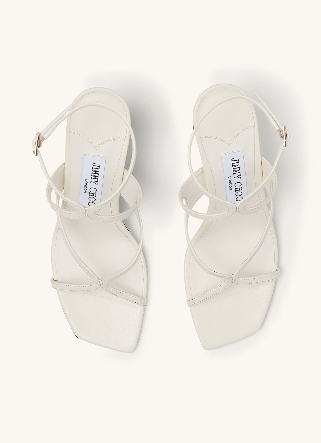 Jimmy Choo Azie 85 sandalette van lamsleer - detail gebroken wit
