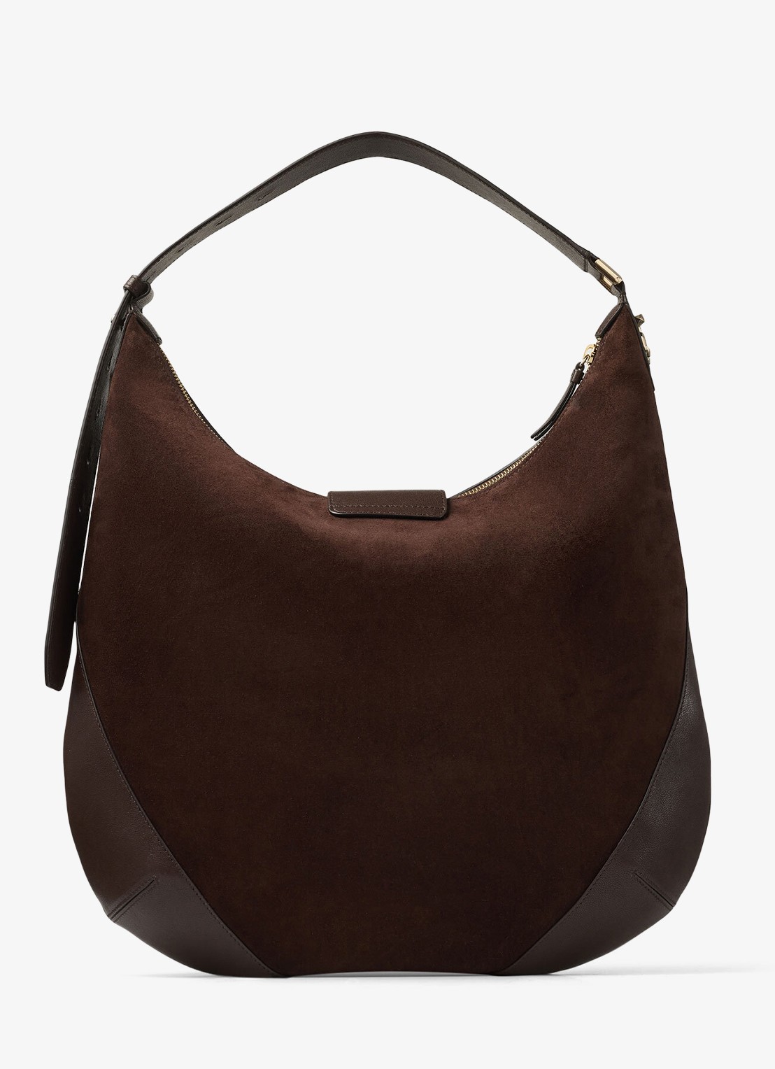 Jimmy Choo Bar Hobo/M schoudertas van suède - achterkant donkerbruin