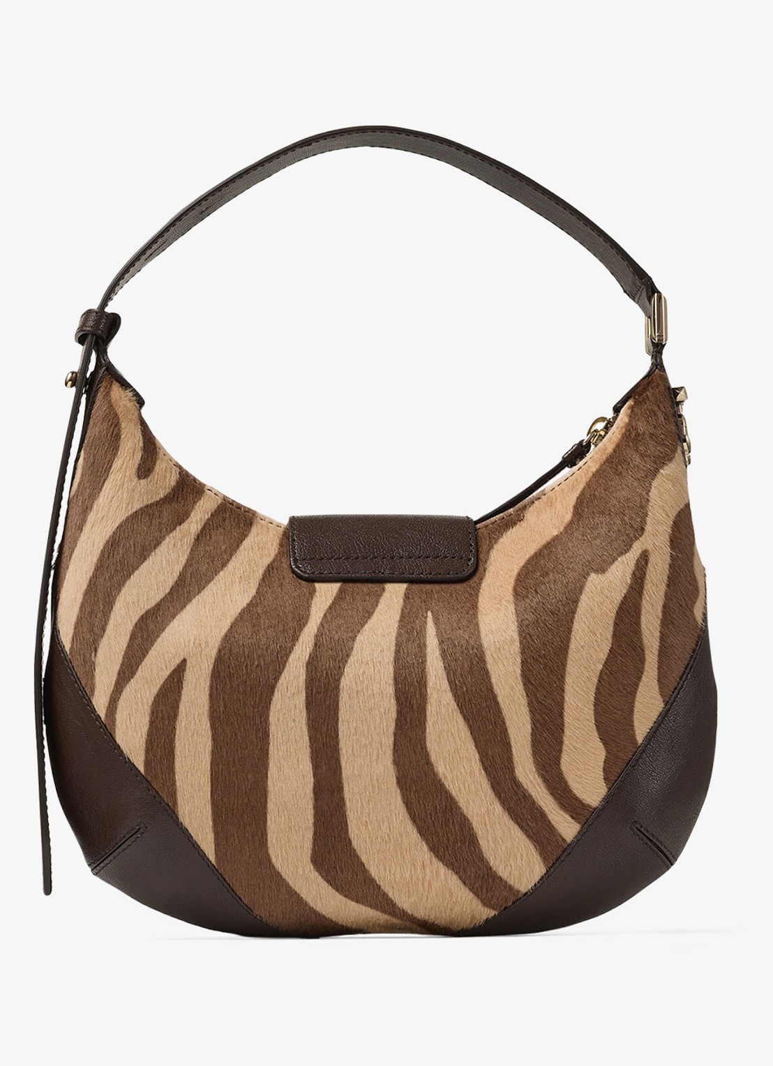 Jimmy Choo Bar Hobo/S schoudertas van kalfsleer met ponyhair - achterkant 5 bruin
