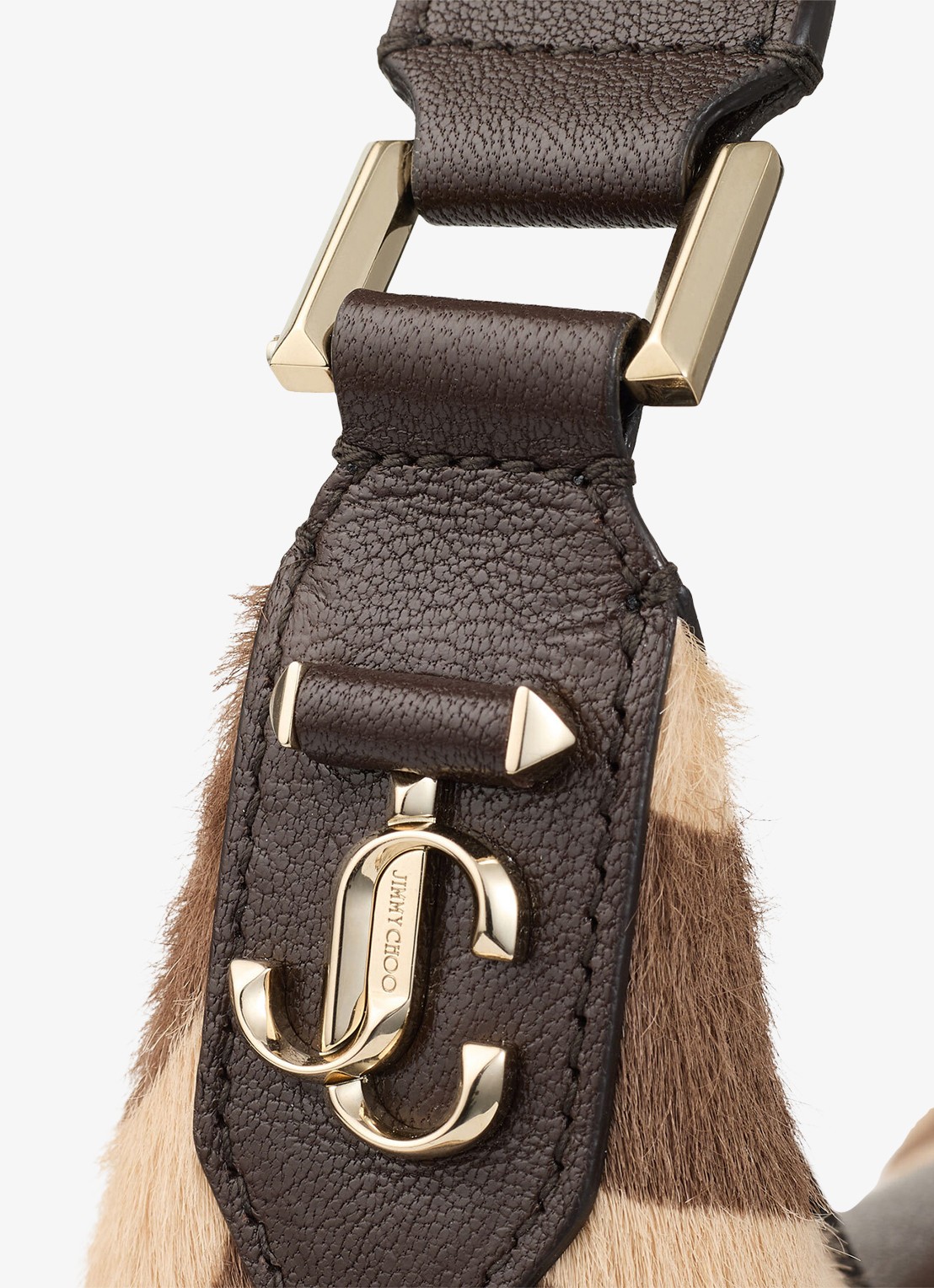 Jimmy Choo Bar Hobo/S schoudertas van kalfsleer met ponyhair - detail 2 bruin