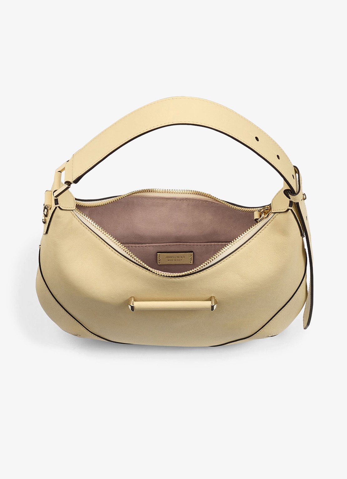 Jimmy Choo Bar Hobo/S schoudertas van lamsleer - detail 4 creme